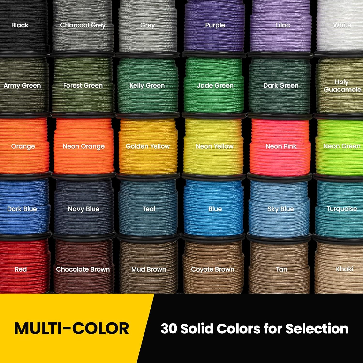 Kamu Synber 2Mm Paracord 30M 100% Nylon Rope 1 Strand Type I Parachute Cord for Crafting, Outdoor, DIY, Camping | Support 45Kg | Neon Orange - Army Green image number 2