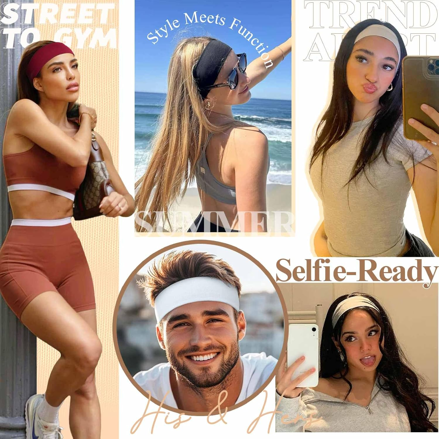 AWUMBUK Women'S Sports Headbands, Pack of 8 Black Hair Bands, Non-Slip Headbands, Elastic Headbands, Unisex Hair Band, Sport, Yoga, Workout, Running, Fitness, Gym, Hair Accessories