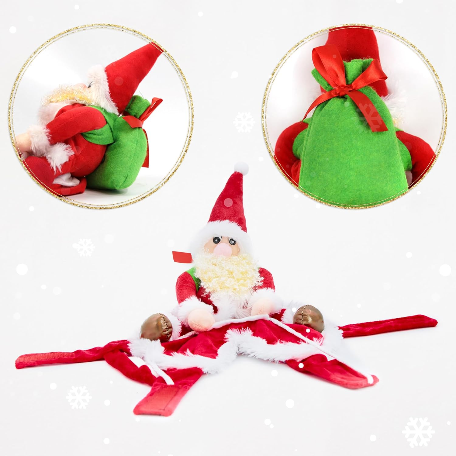 NACOCO Santa Dog Costume Christmas Pet Clothes Santa Claus Riding Pet Cosplay Costumes Party Dressing up Dogs Cats Outfit for Small Medium Dogs (Small) image number 2