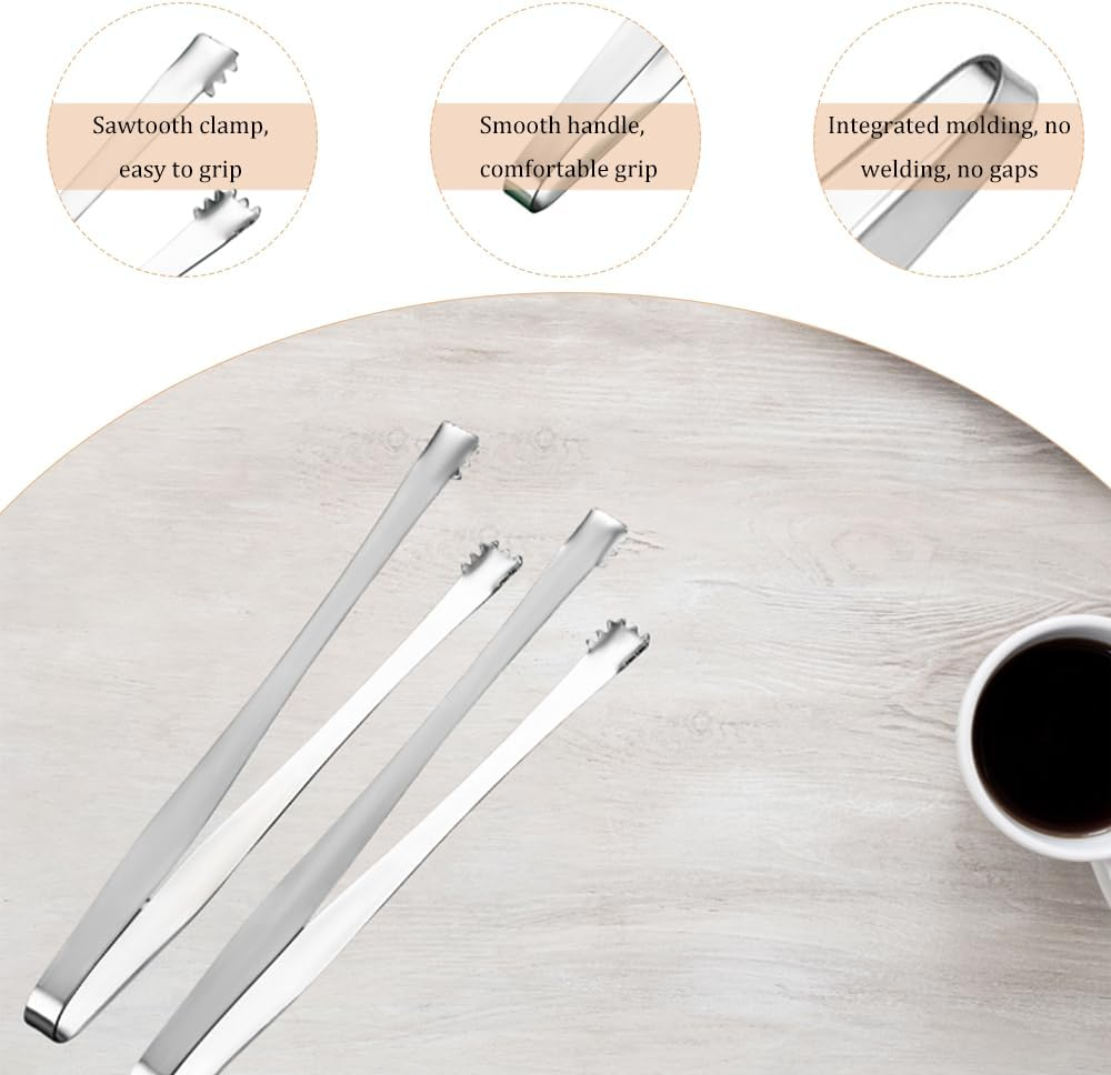 New Stainless Steel Non-Slip Ice Tongs, Ideal for Handling Food, Coffee Sugar Cubes, Ice Blocks, and Ice Chips. Features a Long Handle Design for Easy and Safe Use (2) image number 2