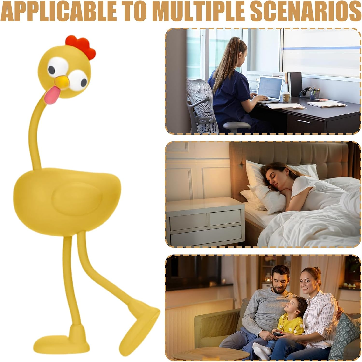 Chicken Night Light | Nursery Nightlight - 3 Level Dimmable Flexible Joints Desk Accessories Home Decoration for Reading Corner Kids Adults, Living Room Bedside Kitchen image number 6