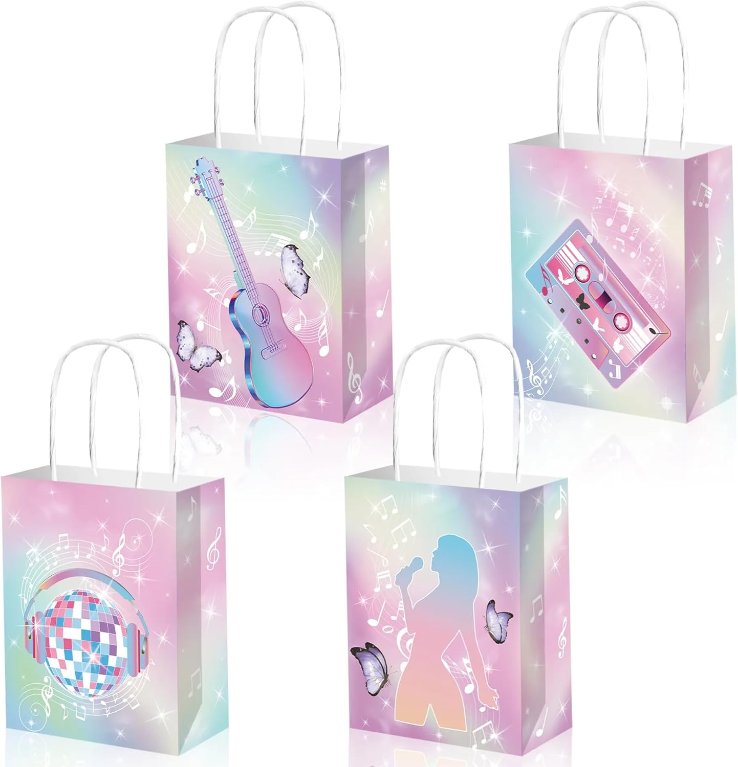 12X Music Concert Singer Party Iridescent Eras Glitter Disco Supplies Birthday Decoration Paper Bag Kids Lolly Bag Favour Box Kraft Treat Box Gift Box Gable Box Gift Bag Themed Party Bag image number 4