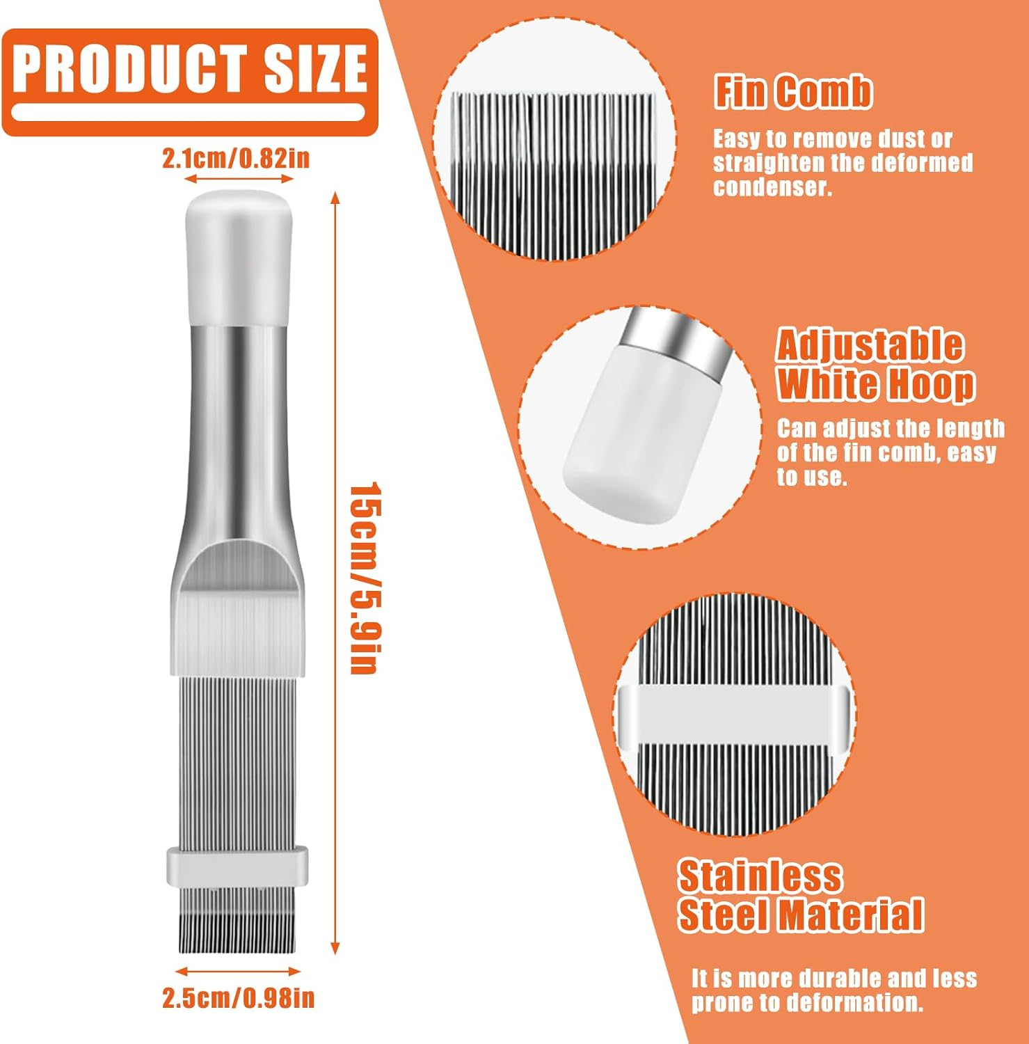 Brateuanoii Condenser Cleaning Comb, 2 Pieces Air Conditioning Fin Cleaner Coil Condenser Brush, Lamellar Comb Stainless Steel, Dryer Cleaning Brush, Fin Cleaning Brush, Air Conditioning image number 6