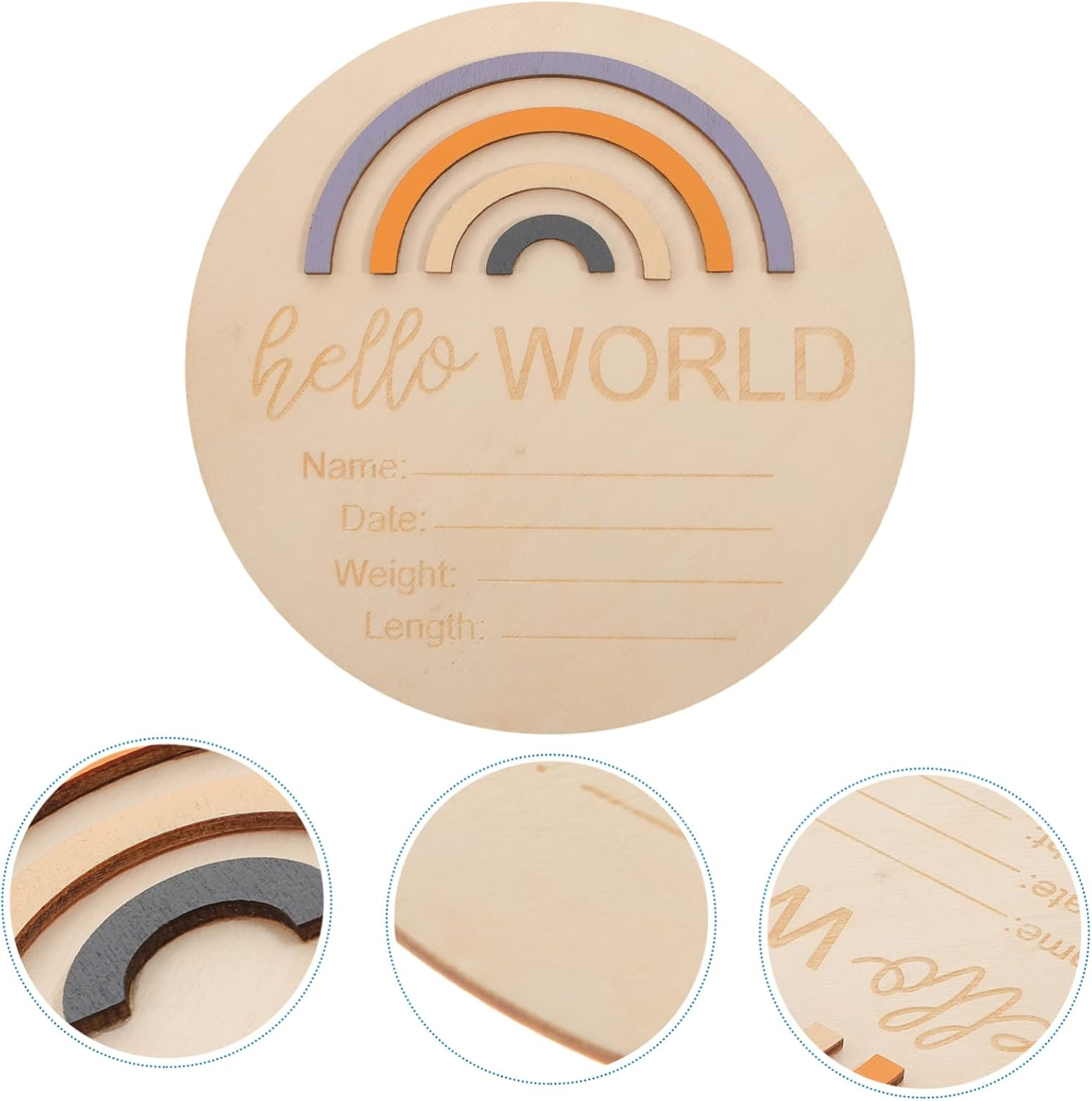 Baby Milestone Wooden Circle Month Cards for Newborns and Toddlers 15X15Cm Natural Wood Baby Monthly Milestone Sign Photo Prop for Nursery Announcement