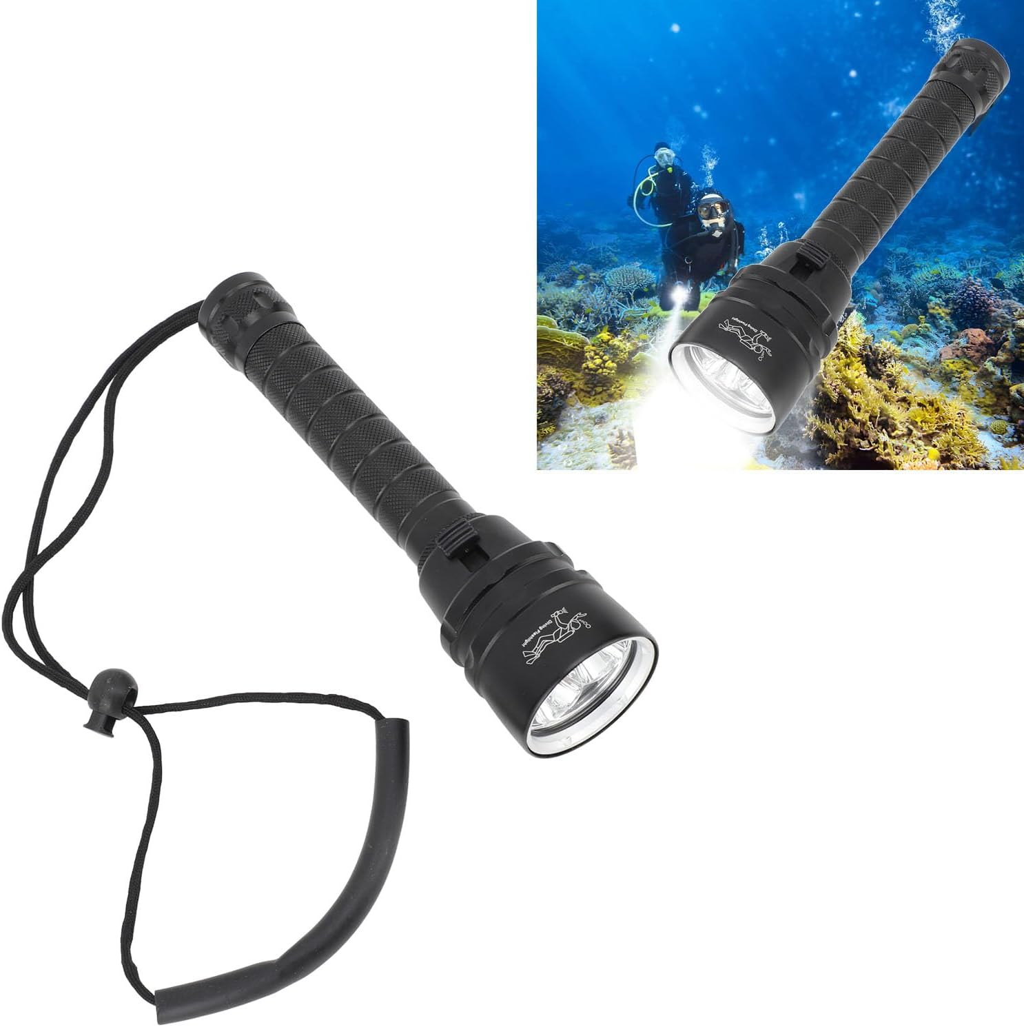 Gonetre Diving Torch High Power 5000 Lm Super Bright Underwater Torches IPX8 Soft Diving Snack for Diving Camping Rustproof Aluminium Alloy 200 Mm 295 G image number 5