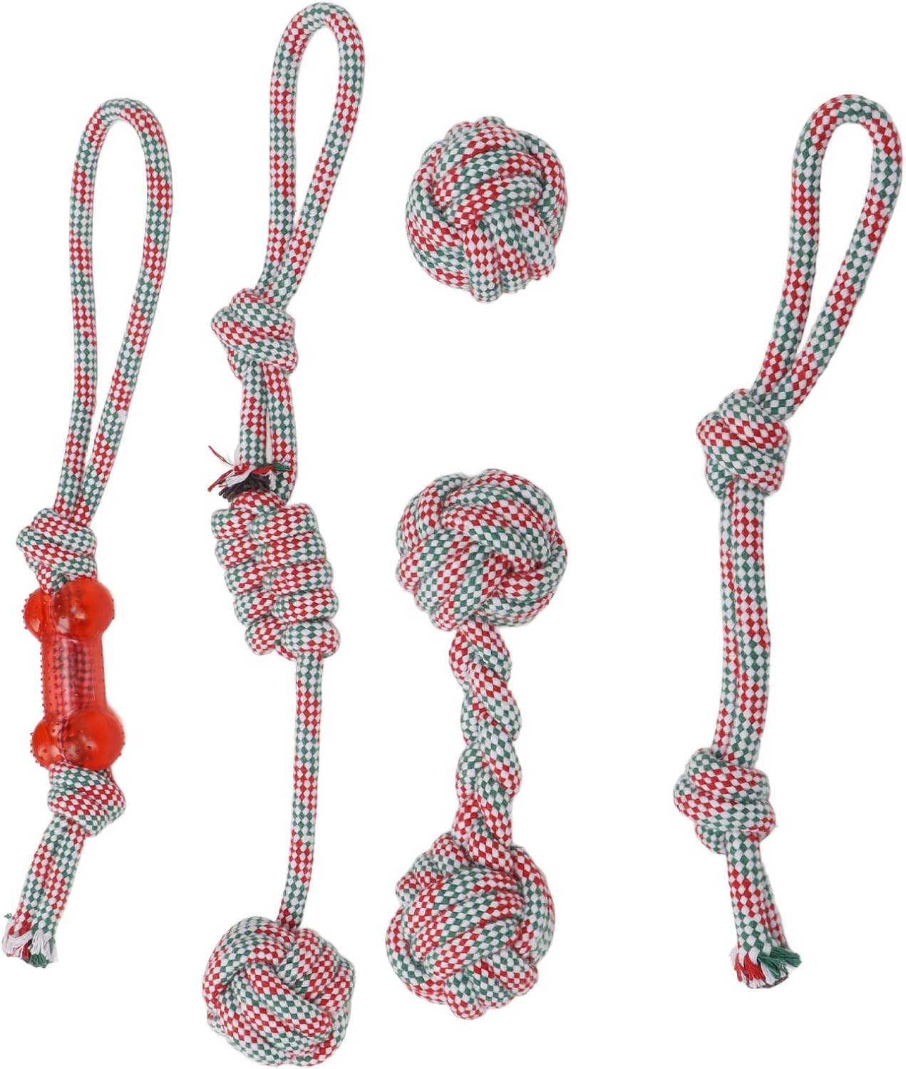 5Pcs Dog Rope Toys, Puppy Chew Teething Training Toys, Rope Knot Dog Toy Pet Cotton Rope Toy Interactive Colorful Washable Dog Chewing Toy for Teeth Cleaning image number 6