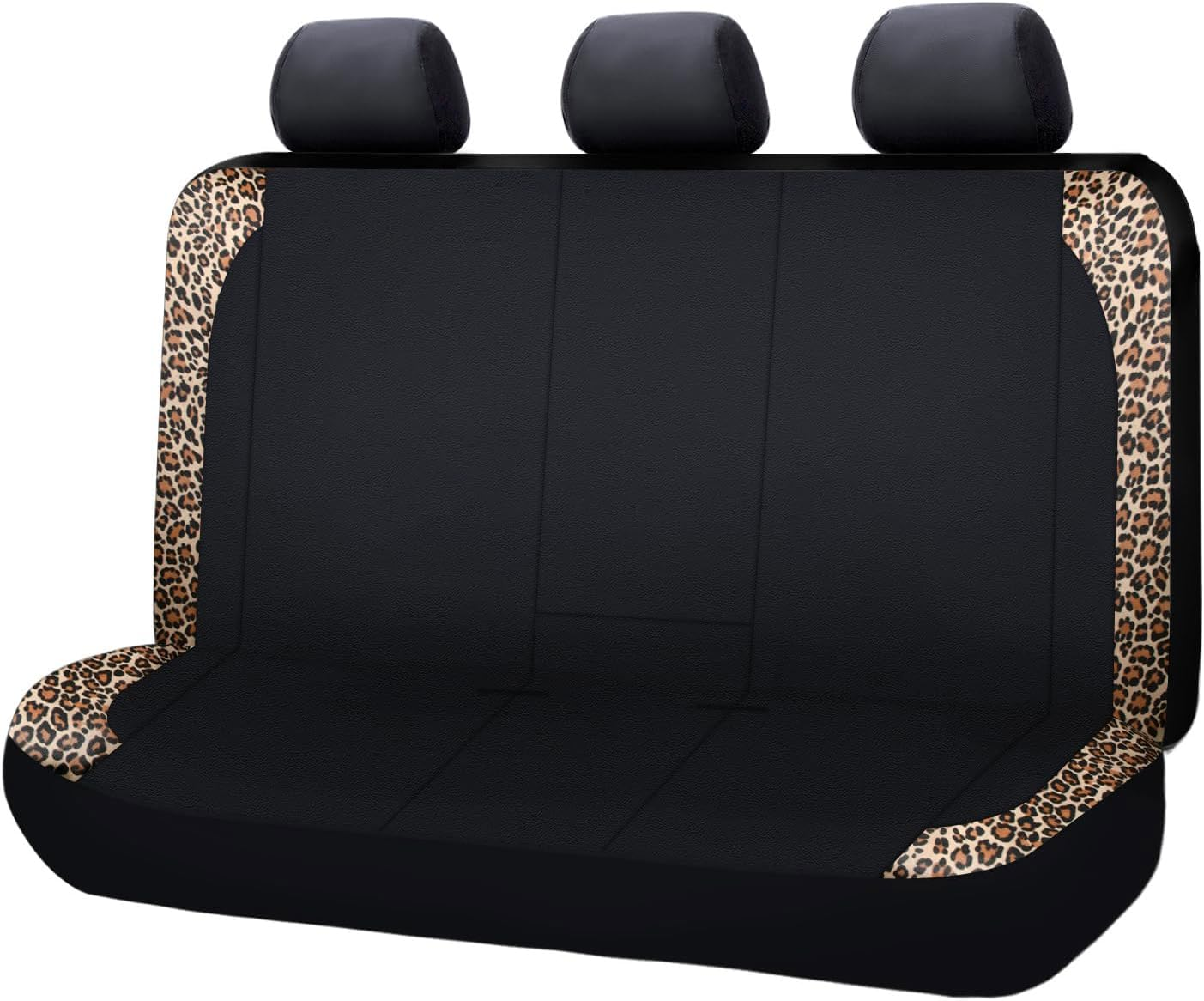 Flying Banner Rear Bench Car Seat Covers Car Seat Protectors Compatible Middle Cup Holder (Leopard Brown, Rear Bench-Premium)