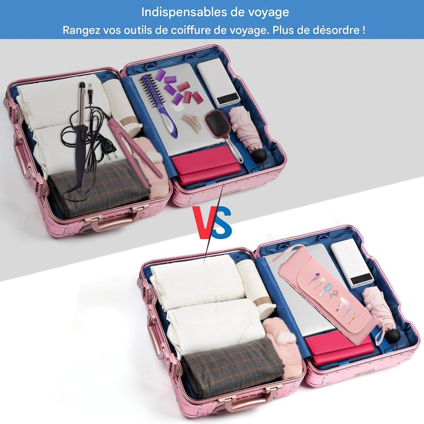 YNPQTDS Hairdressing Device Travel Bag, Portable Waterproof Heat Resistant Divider Bag for Hair Straighteners and Hair Accessories for Straighteners Scissors Hair Dryer image number 4