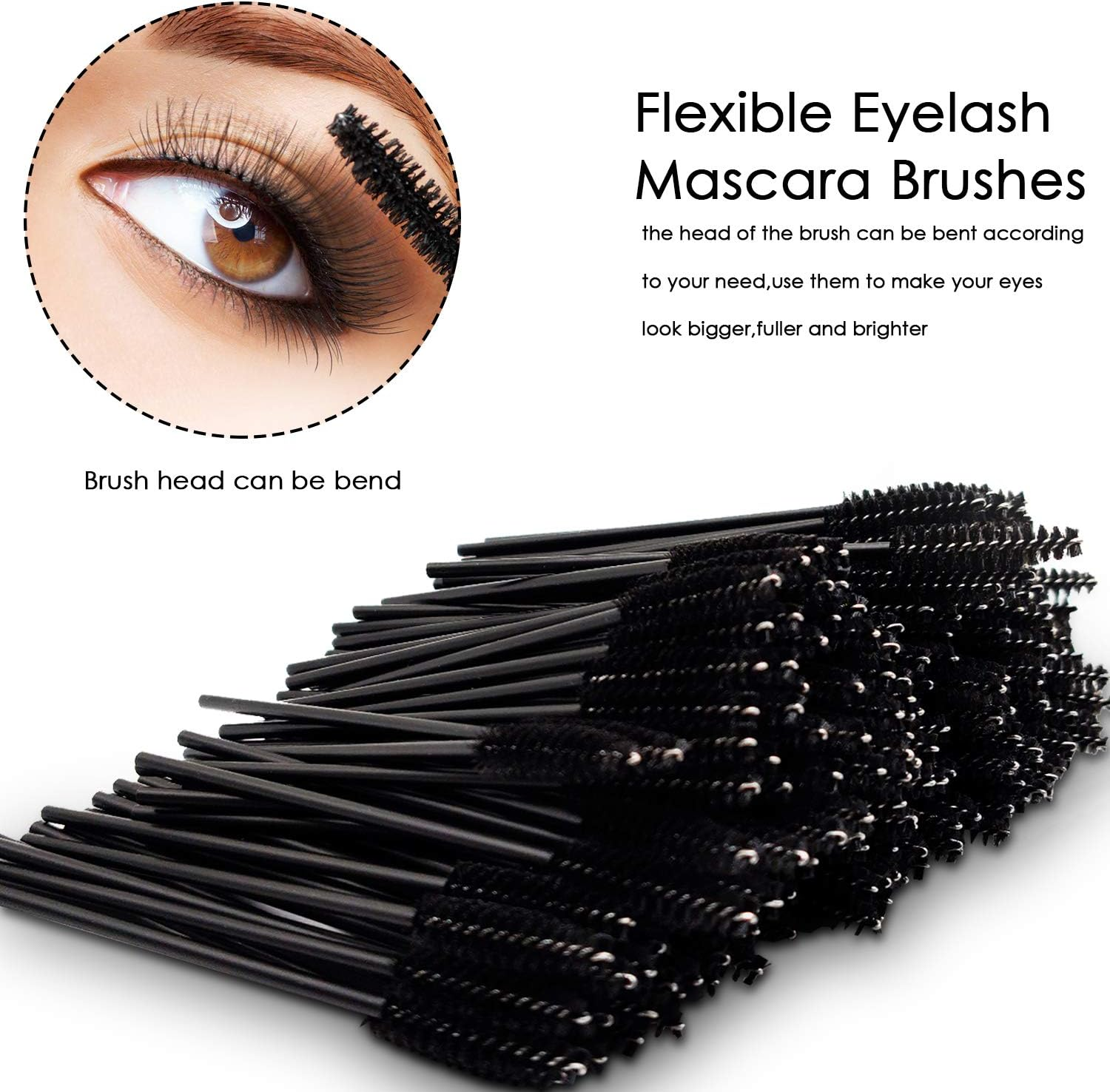 300 Pcs Disposable Mascara Wand Eyelash Brush for Eyelash Extension Supplies - Black image number 2