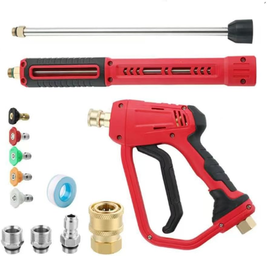 High Pressure Cleaning Gun, Replaceable Extension Pole, Upgraded Version, 5 Nozzle Spray Head, M22-14/M22-15, 3/8 Quick Connect, 4000 PSI image number 5