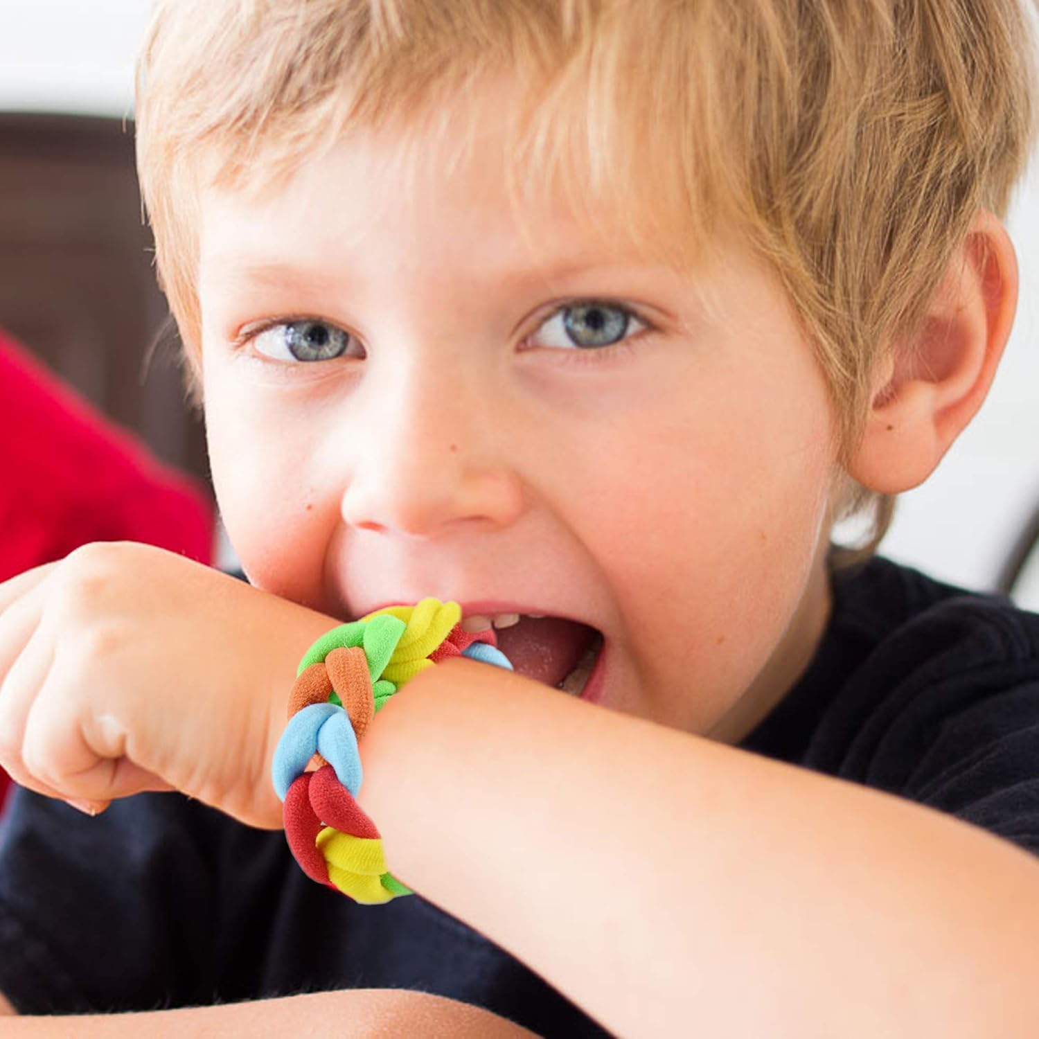 2 Pack Sensory Chewing Bracelet for Autism ADHD Oral Motor Children with Cotton Fabric Fidget Bracelet to Stress and Anxiety Relief image number 3