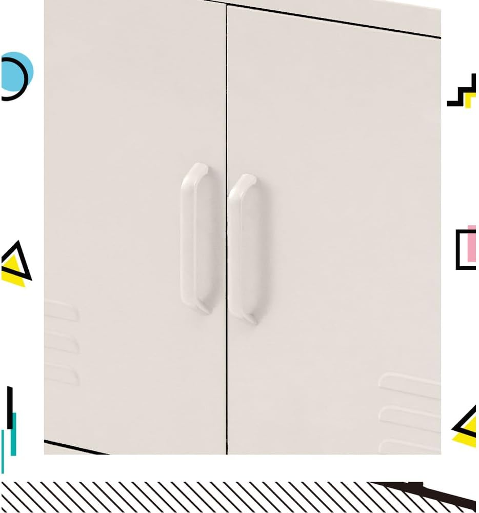 Artissin Locker, Metal Sideboard Buffet Cabinet Bedside Table Shoe Storage TV Cabinets Organiser Home Bedroom Kitchen Living Room Bathroom Furniture, with Adjustable Shelf Handy Hook White image number 1