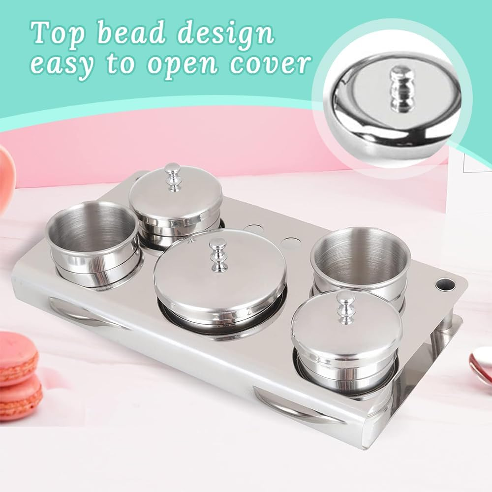 5-Piece Stainless Steel Nail Liquid Container, Mini Liquid Container, Non-Slip and Anti-Fall Lidded Container for Acrylic Powder, Nail Solution, Decorative Accessories, Pigments image number 5