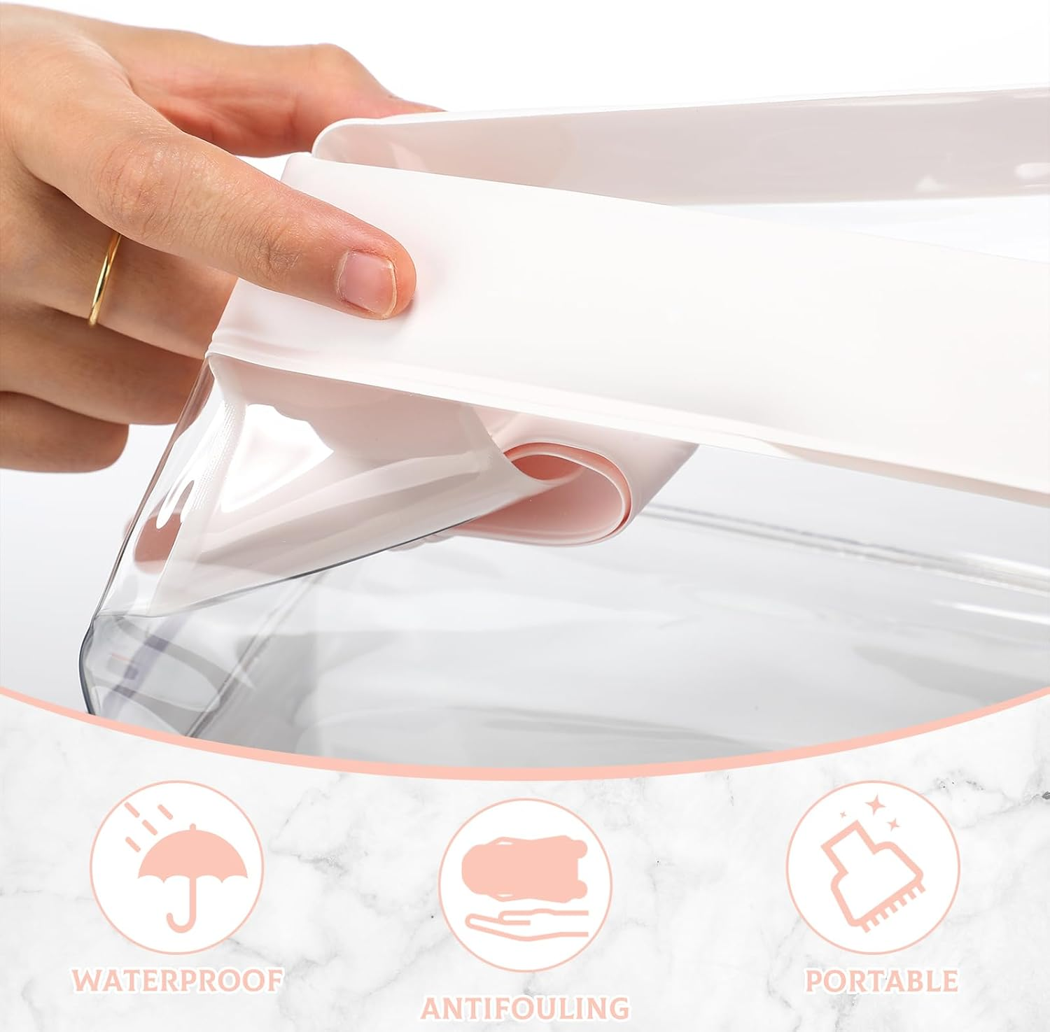 Siltriangle 2 Pcs Clear Travel Toiletry Bags with Magnetic Closure TSA Approved Magnetic Travel Containers Clear Makeup Bag Cosmetic Pouch for Women Men Traveling(Light Pink) image number 5