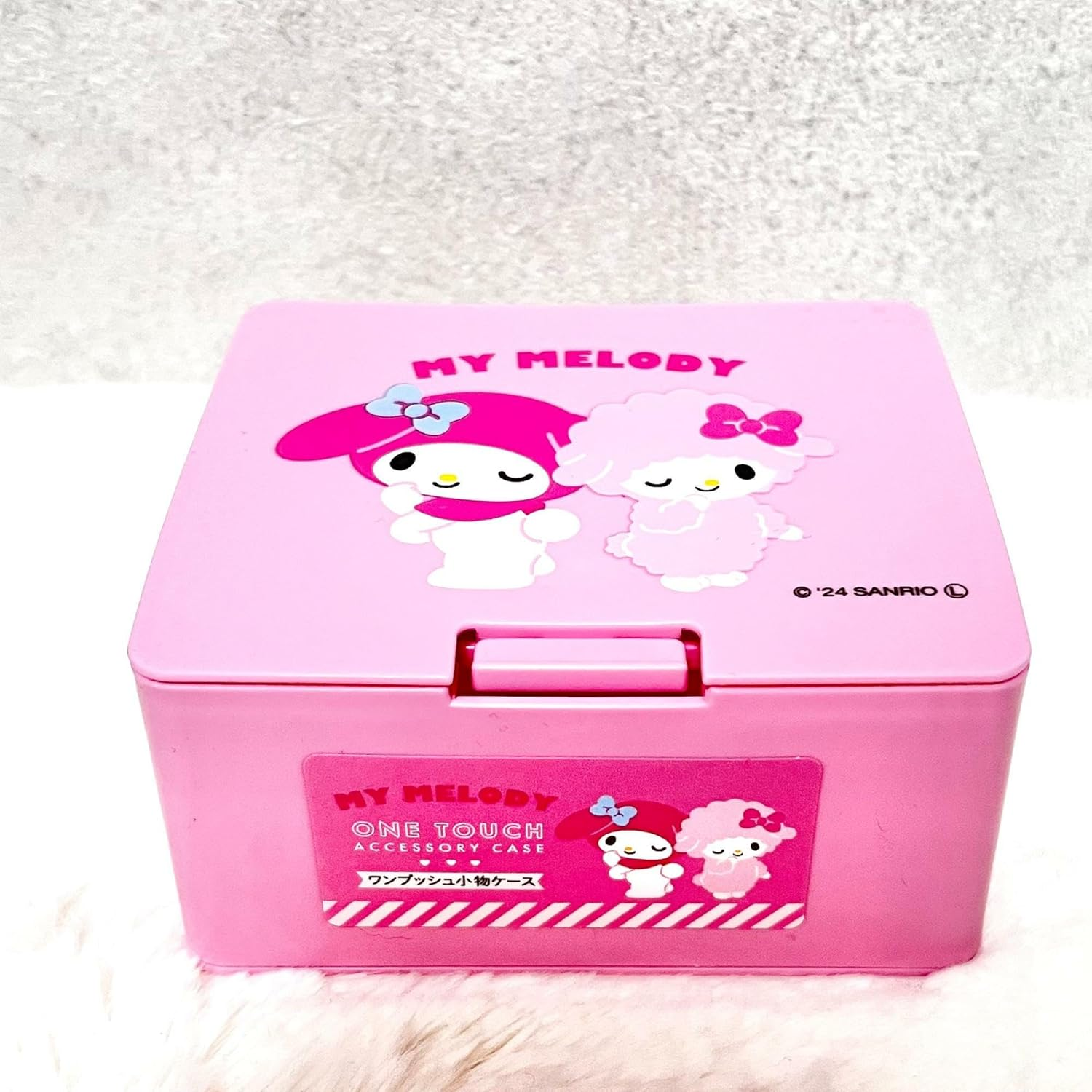 Can Do My Melody One Push One Touch Open Type Lid Accessory Cosmetics Case Box W4.2 &times; H3.5 &times; D2 Inch,Multicolor, Japanese, Pink, Pink, Small Case image number 4