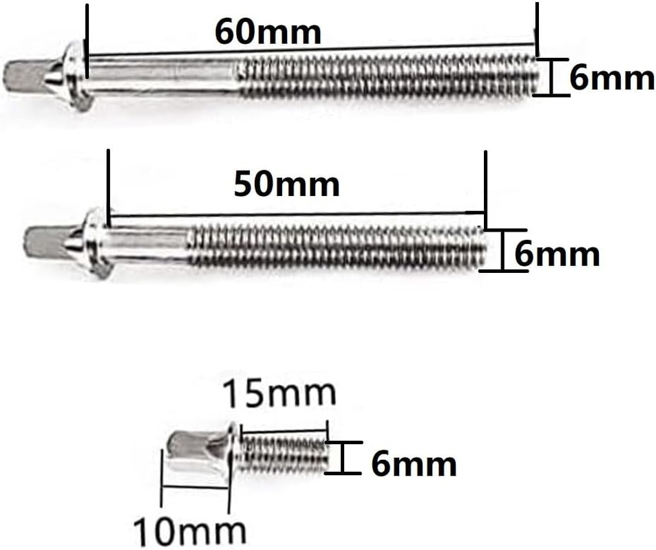 Drummers Survival Hardware Kit 9Pcs Cymbal Parts Cymbal Sleeves Felts Hi Hat Clutch Hi Hat Cup Wing Nut, 12Pcs Drum Tension Rods M6X60 M6X50 M6X15 Mm, 1Pcs Drum Tuning Key, 1Pcs Snare Straps image number 4