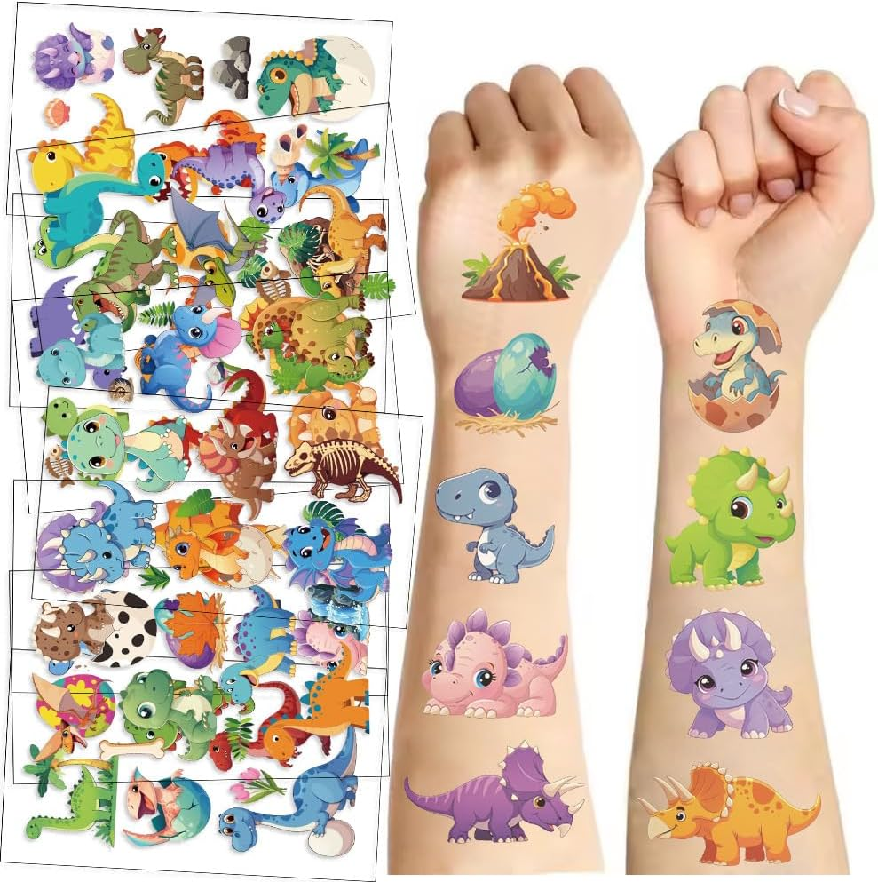 Dinosaur Party Favors, 80 Pcs Dinosaur Tattoos Temporary for Kids Boys, Cute Fake Tattoos Stickers for Birthday Party Supplies Favors