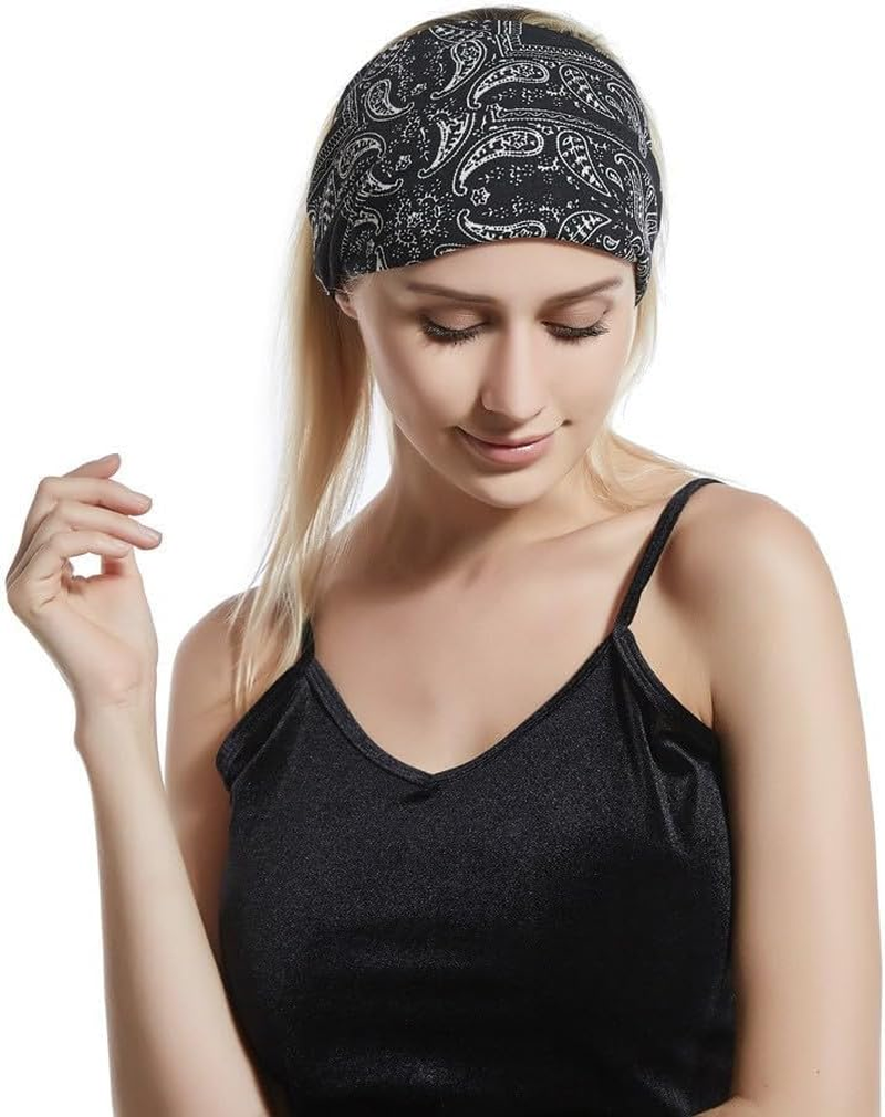 3PS Wide Bandanas Non-Slip Bandanas Soft Bohemian Bandanas Sweat Absorbing Bandanas