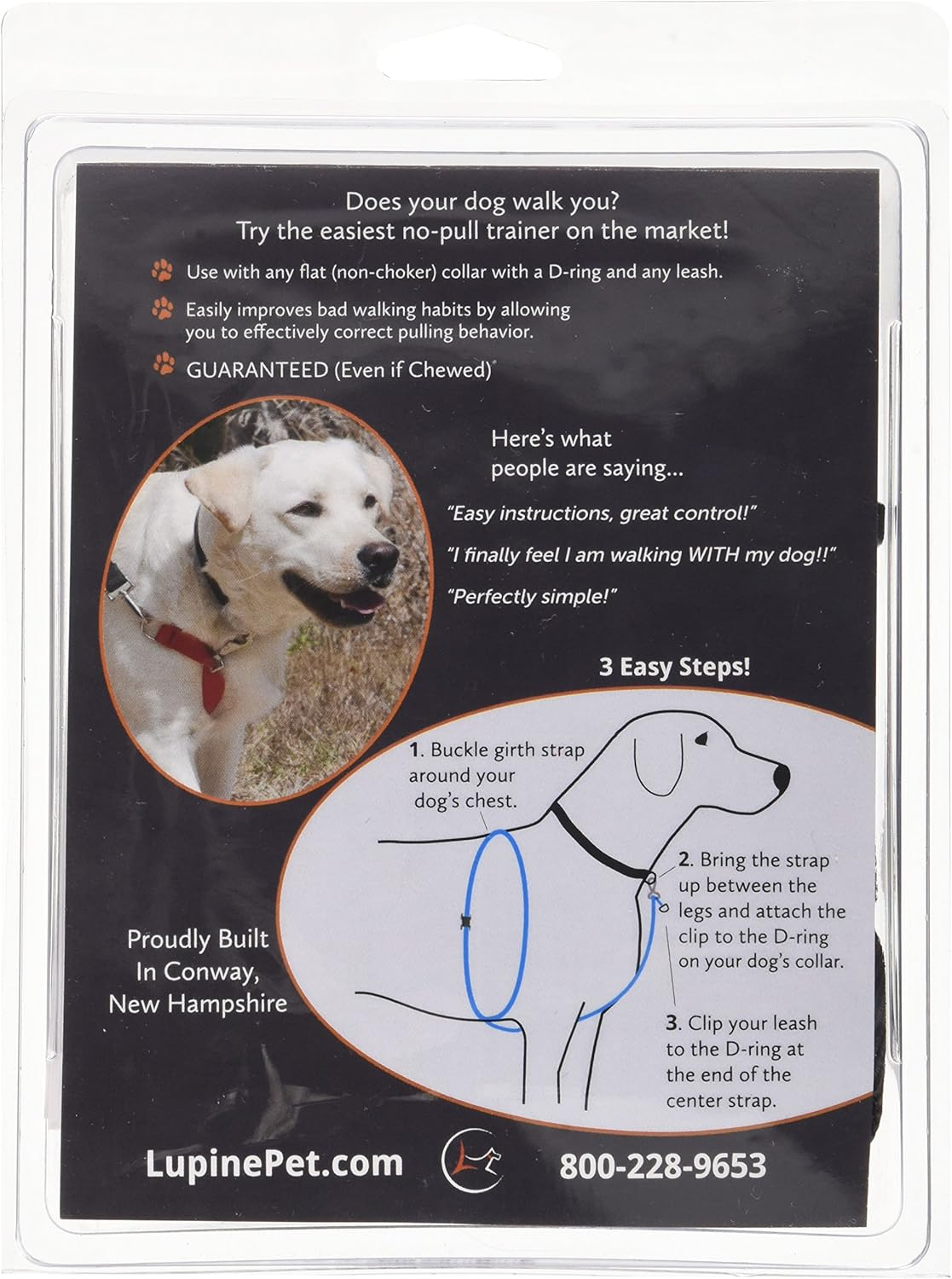 Lupinepet Basics 1" Black 26-38" No Pull Harness for Medium-Larger Dogs image number 3