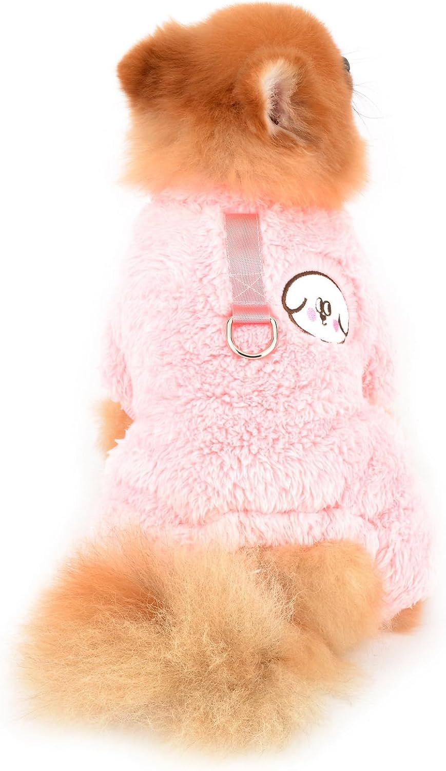 PAIDEFUL Fleece Pajamas for Small Dogs, Soft Onesie with 4 Legs, Solid Puppy Jumper, Sweater, Pet Outfits, Warm Dog Coat, Autumn/Winter Coat, Cat Costume, D-Ring, Pink image number 2
