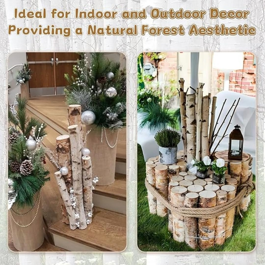 6Pack Birch Wood Logs Decorative Gas Fireplace Logs for Fireplaces D&eacute;cor Birch Poles Branches for DIY Crafts, Fire Wood for Fire Pit,Rustic Wood Decor Indoor/Outdoor(2.3"-3.2" Dia. X 16.5" Length) image number 3