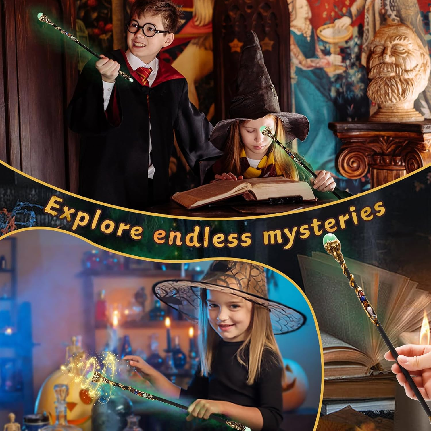 Fine Handcrafted Crystal Magic Wand with Green Aventurine and White Crystal Gemstones - Cosplay Magic Wand for Witches and Wizards - B image number 5