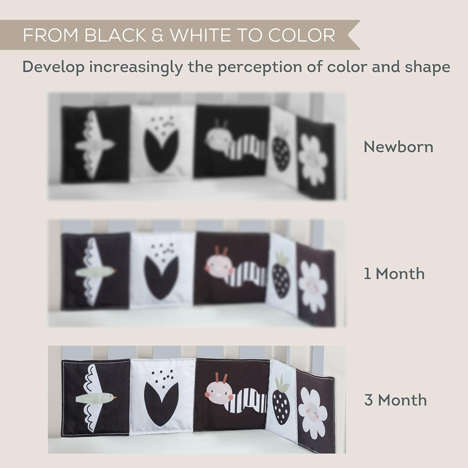 Taf Toys Bunny Black and White Soft Sensory Books Pram Book, High Contrast Baby Toys 0-3-6 Months, Essentials Tummy Time, Pram, Stroller, Car Seat Toy, Infant Toys, Newborn Essentials Must Haves image number 3