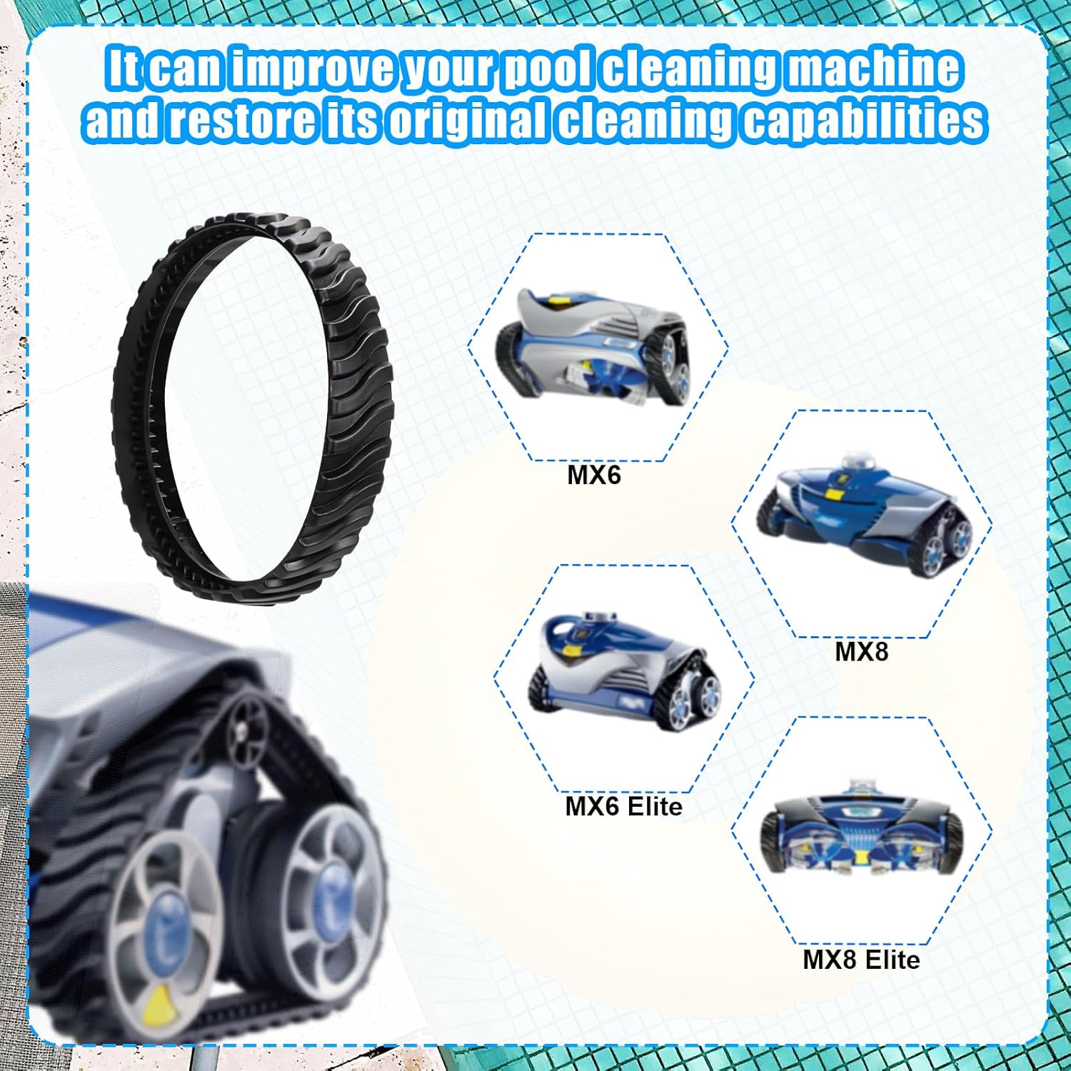 PEUTIER Pool Cleaner Parts, 6Pcs Pool Cleaner Drive Shaft Rebuild Kit Replace Partial Tune up Kit Fit for Zodiac MX8 MX6 Elite Pool Cleaners, Easy to Install and Long-Lasting