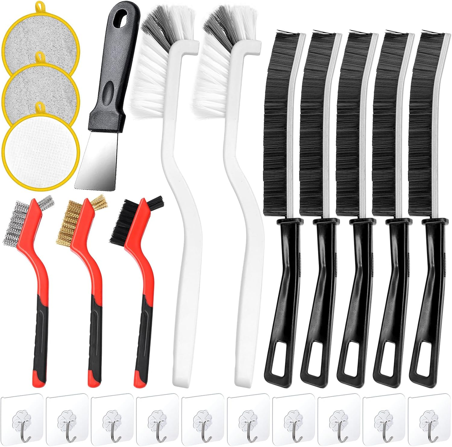 Glarks 20Pcs 3 Styles Crevice Cleaning Brush Set, Hard Bristle Cleaning Supplies, Multifunctional Hard Bristle Gap Cleaning Brush Tools, Gap Cleaning Brush for Groove Window Tracks Bathroom Kitchen image number 2