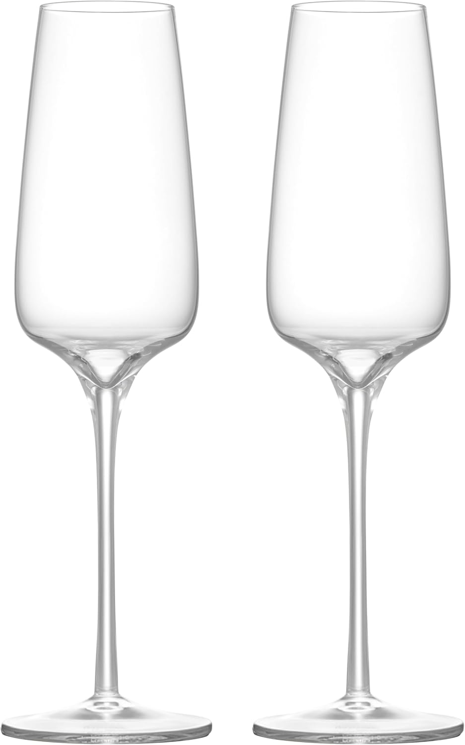 Anton Studio Designs Juno Handcrafted Contemporary Champagne Flutes, 250 Ml, Clear, Set of 2, Perfect for Weddings image number 1