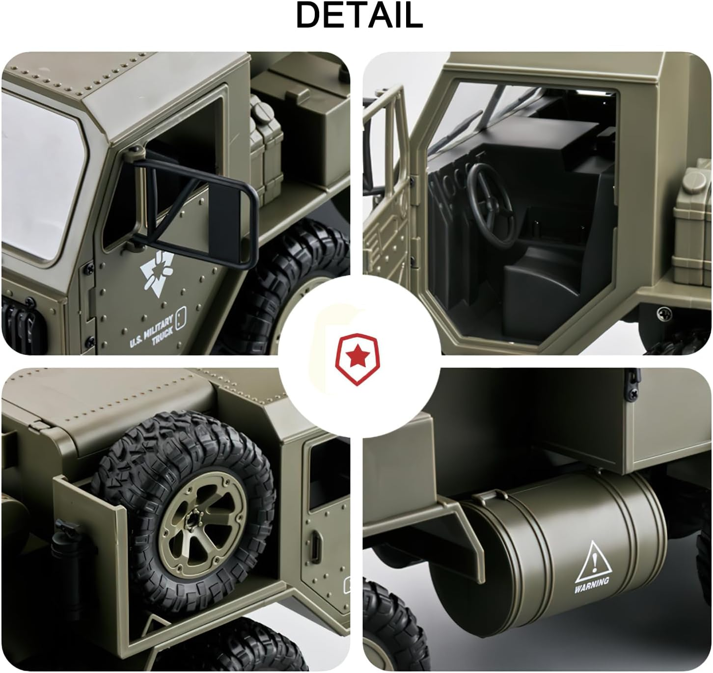 RC Military Truck 6X6 off Road Military Armored Vehicle Heavy Expanded Mobility Tactical Truck 1/12 Remote Control Crawler Military Transport Truck 6WD All Terrain Vehicle Electric Toys Hobby image number 3