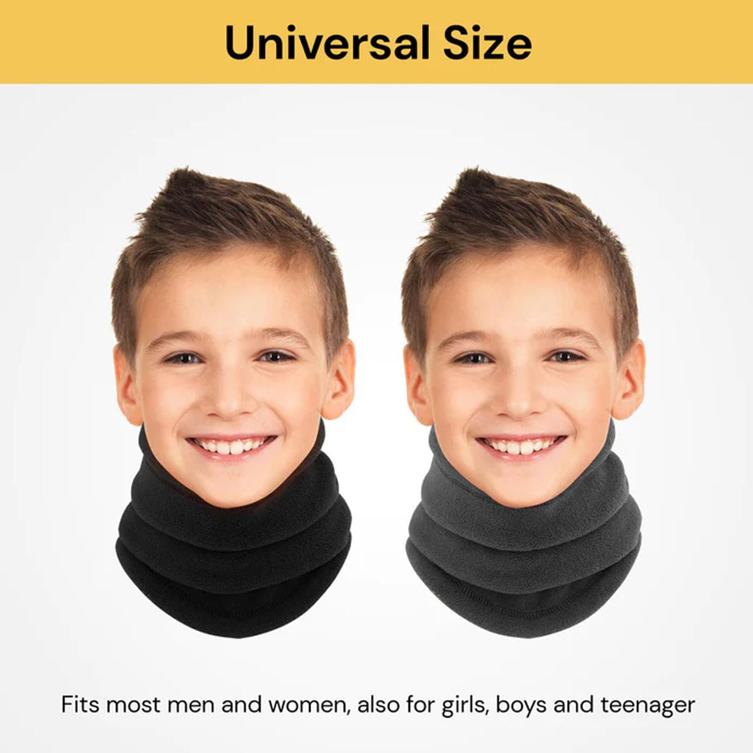 EZONEDEAL Neck Gaiter Fleece Neck Warmer Snood Tube Skiing Cycling Windproof Balaclava Scarves Scarf Ski Cycling Winter Warm for Men Women image number 6