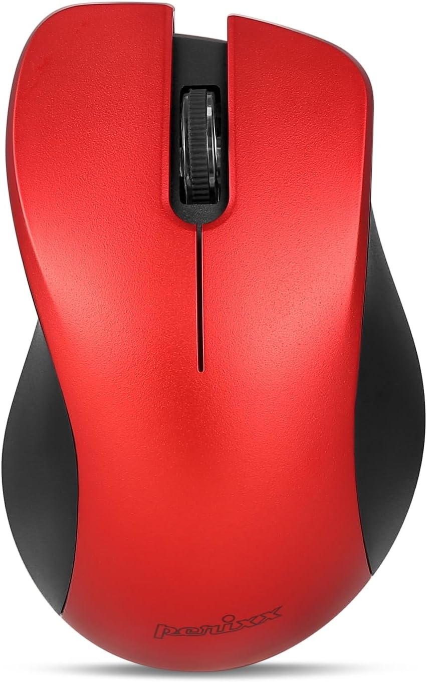 Perixx PERIMICE-621M Wireless Mouse - Silent Click with Ergo Design - Compatible for Desktop and Laptop PC - Wireless 2.4 Ghz - Beige (Red) - Pink image number 3