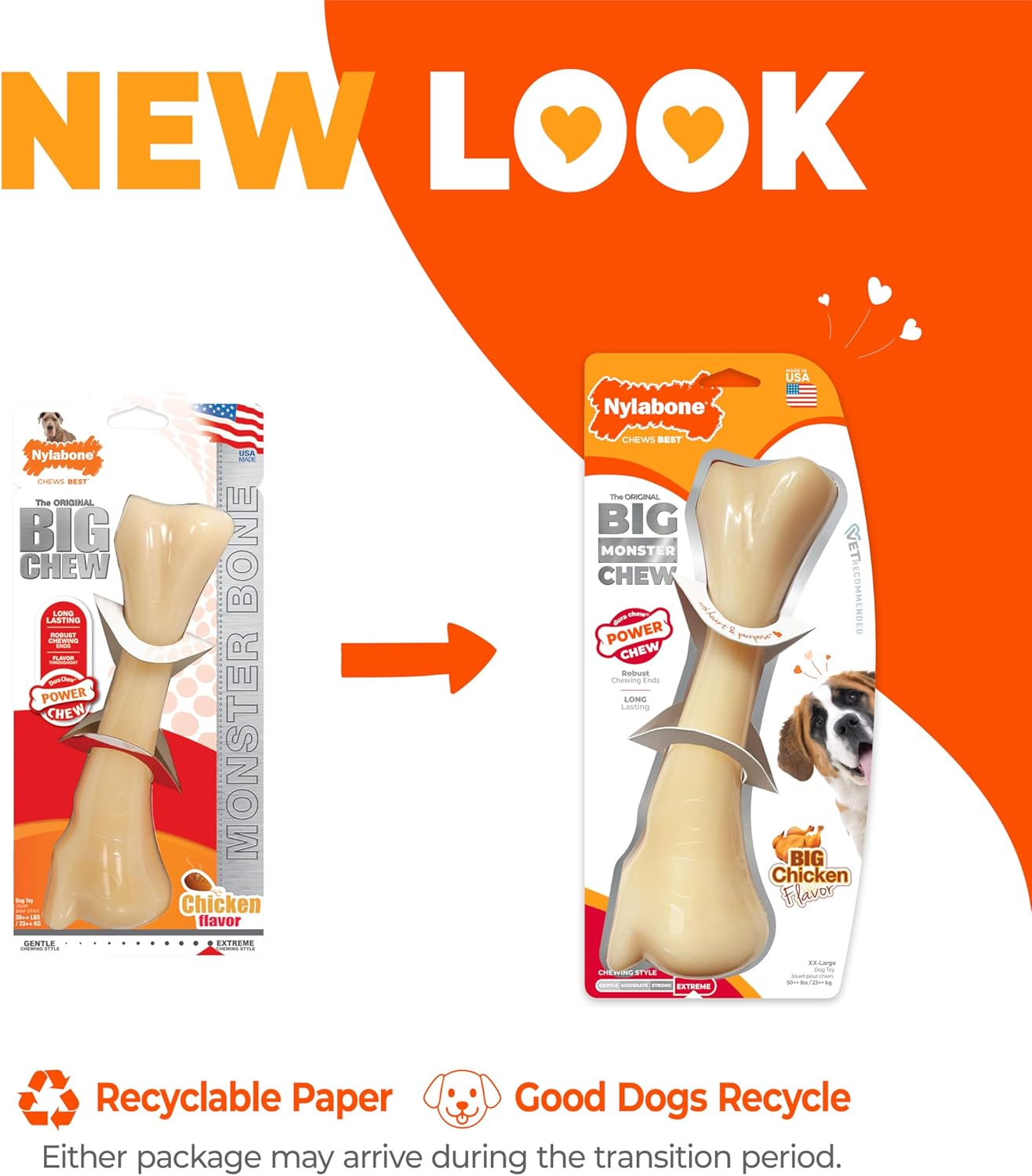 Nylabone Power Chew Extreme Chewing Big Chew Durable Toy Bone for Large Breeds, Monster Bone image number 5