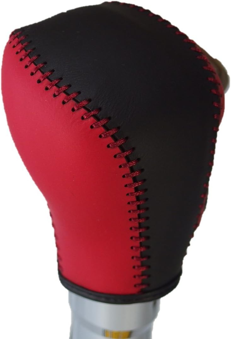 Tricolor EX MH35/55 Wagon R MA36 Solio Red and Black Leather X Red Stitching 3S-36 DIY Shift Knob Genuine Leather Replacement Kit 1BK3S36R1B1R image number 4