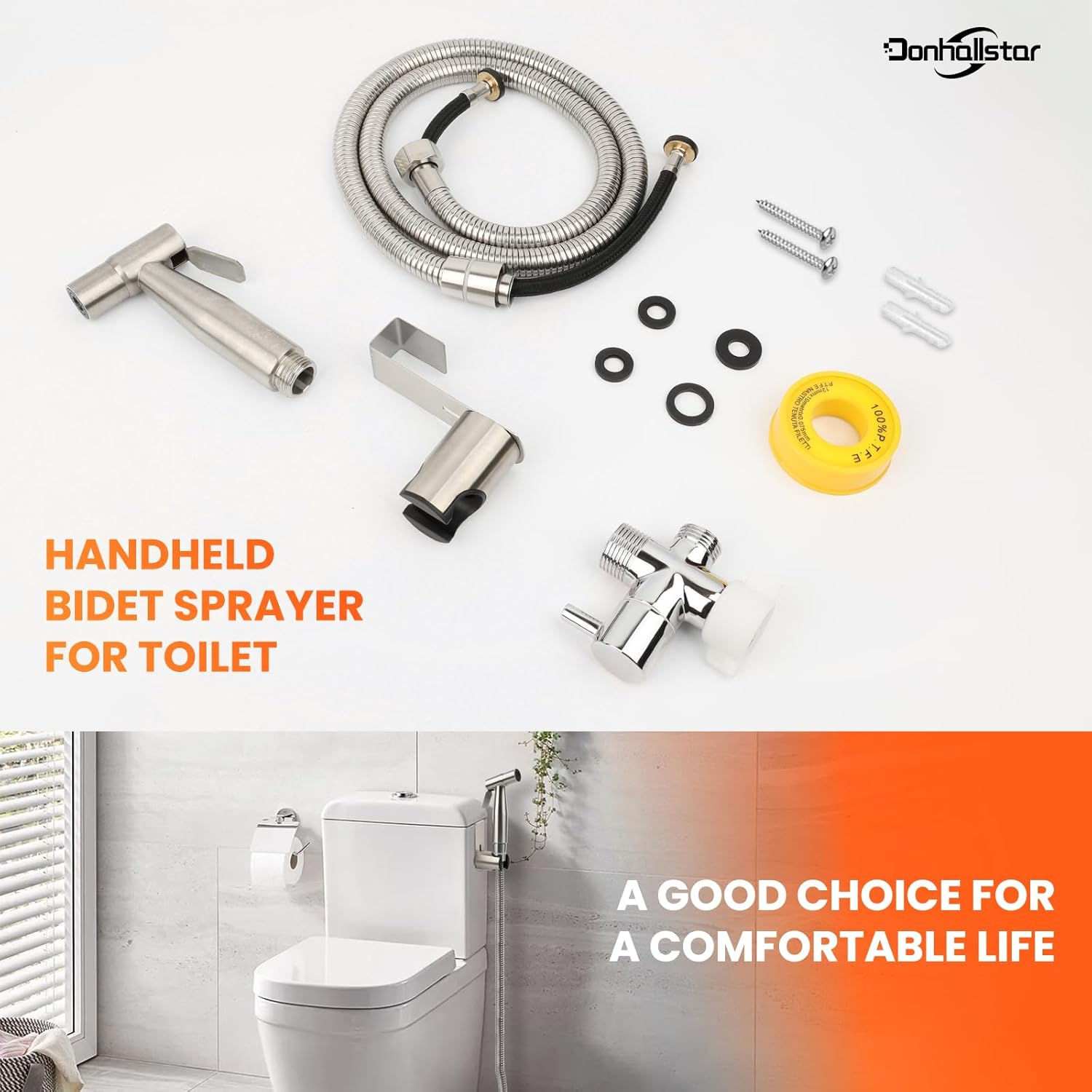 Toilet Spray Gun Handheld Bidet Sprayer,For Water Pressure Jet Spray Muslim Shower for Feminine Washstainless Steel Muslim Shower Toilet Bidet Cloth Diaper Sprayer Set 3-Year Quality Assurance image number 3