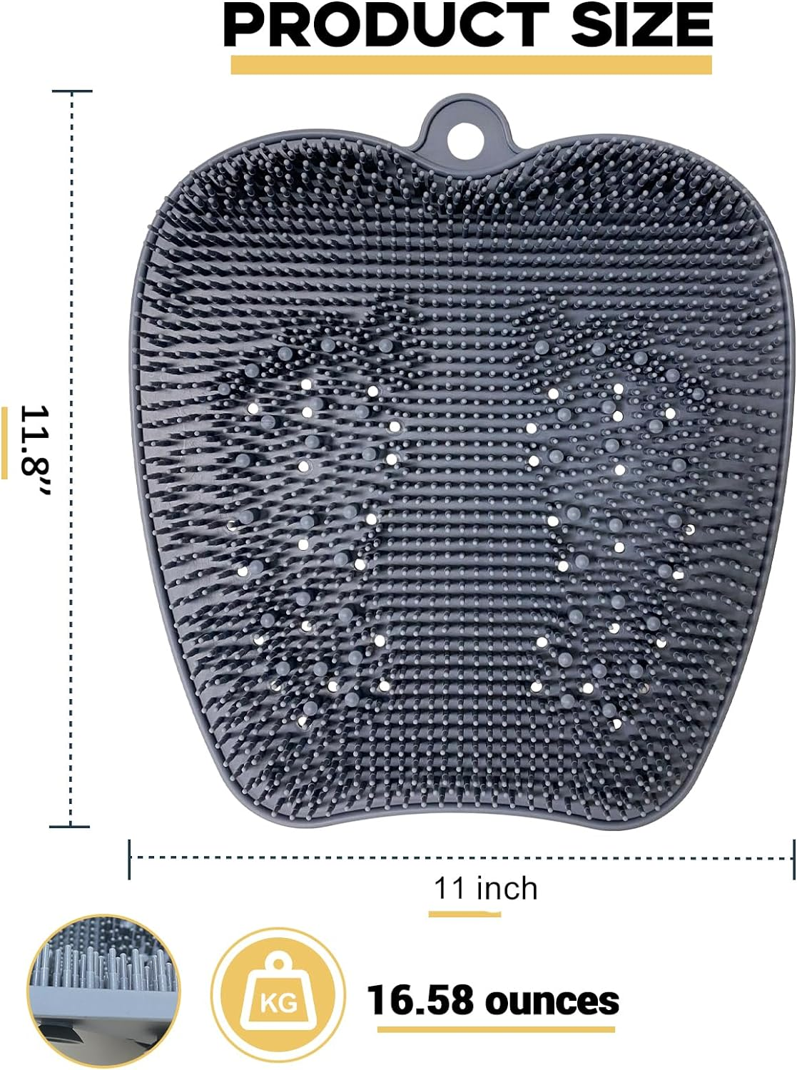 Luckyiren Extra Thicker & Larger Foot Scrubber Mat for Shower, Silicone Back Body Exfoliator Massager Cleaner Washer with Non Slip Suction Cup, Exfoliating Scrub Brush Pad for Women Men Elderly image number 1