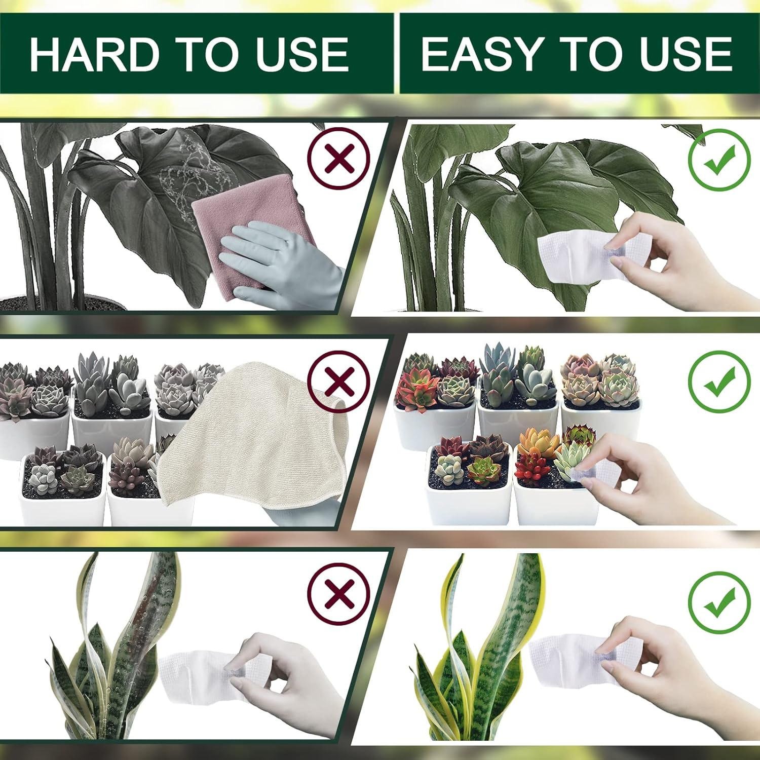 Leopong Plants Cleaning Wipes for Leaf Shine, Clean and Photosynthesis, Leaf Cleaner for House Plants Outdoor Plants (80 Wipes)