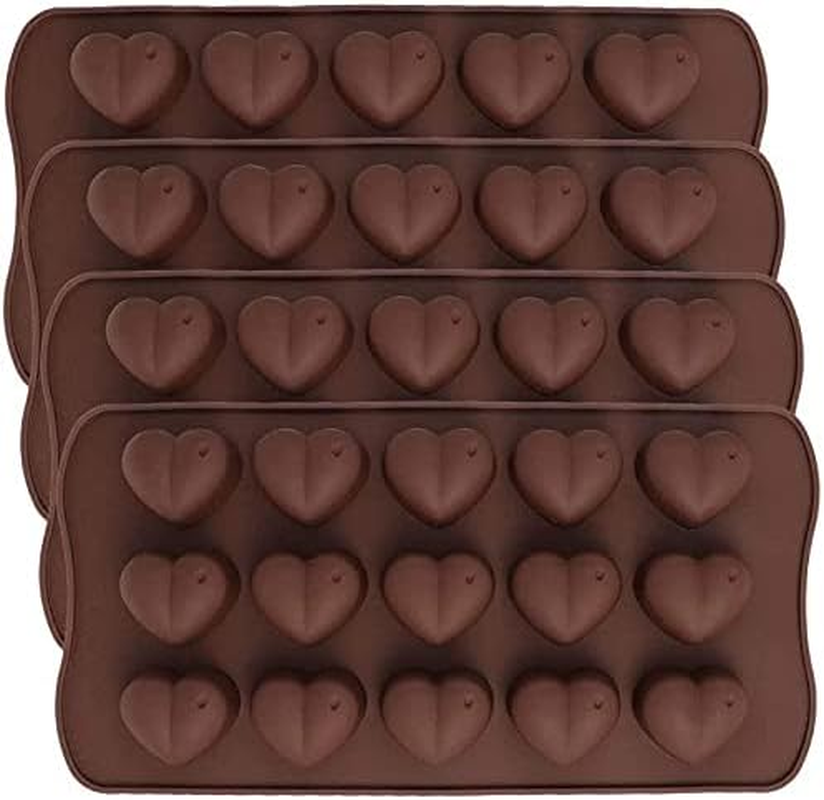 15-Cavity Heart Shape Chocolate Mould, Set of 4 PCS Silicone Valentine Heart Chocolate Gummy and Candy Mold by Onlineforu image number 5