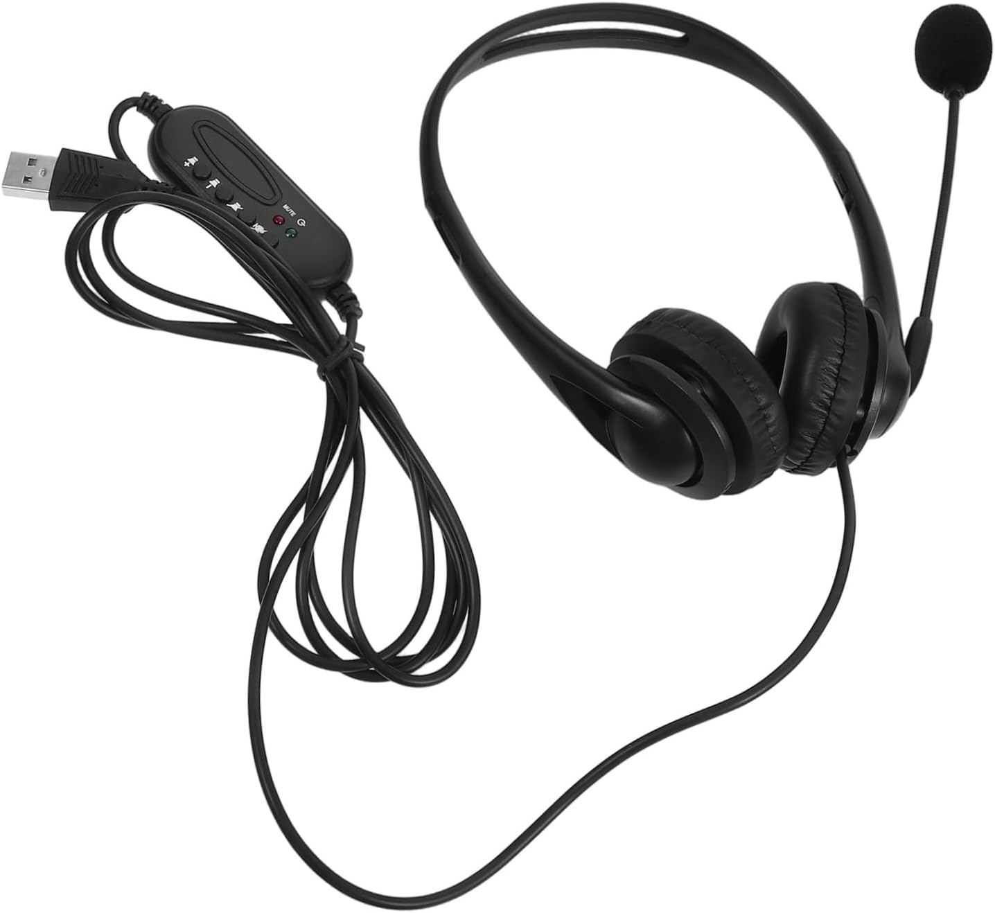LAPYAPPE Wired Noise Reduction Headset Microphone for Office and Students, Comfortable Over-Ear Black USB Headphones for Online Classes And image number 4