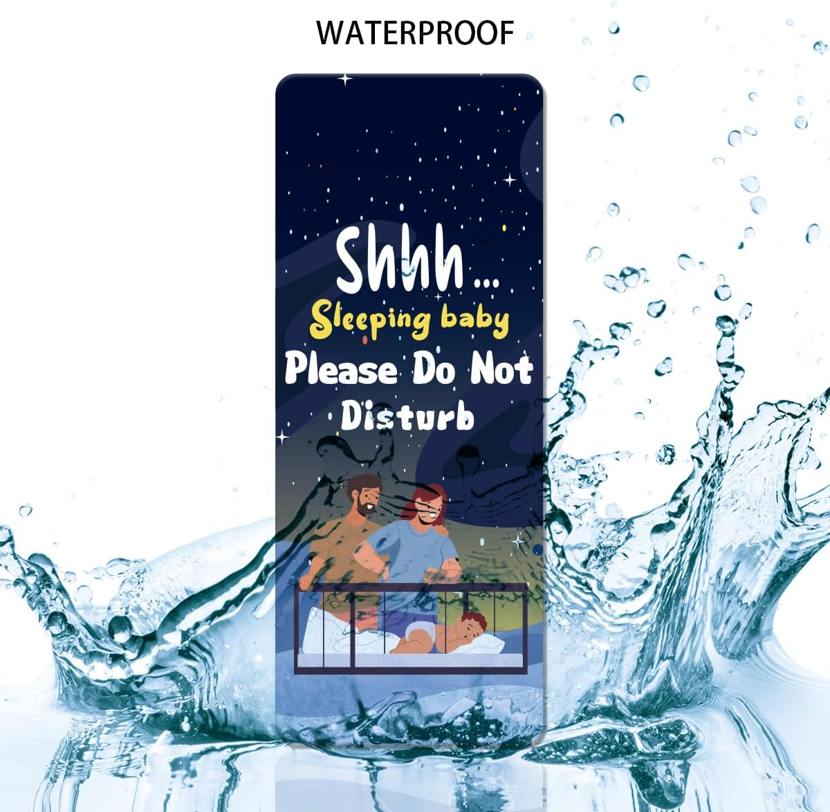 Baby Sleeping Sign for Front Door - 1 Pack Please Do Not Disturb Door Signs Do Not Knock or Ring Baby Sleeping Sign for New Born Gifts Home Nursery Baby Room 9&Prime;X4&Prime;