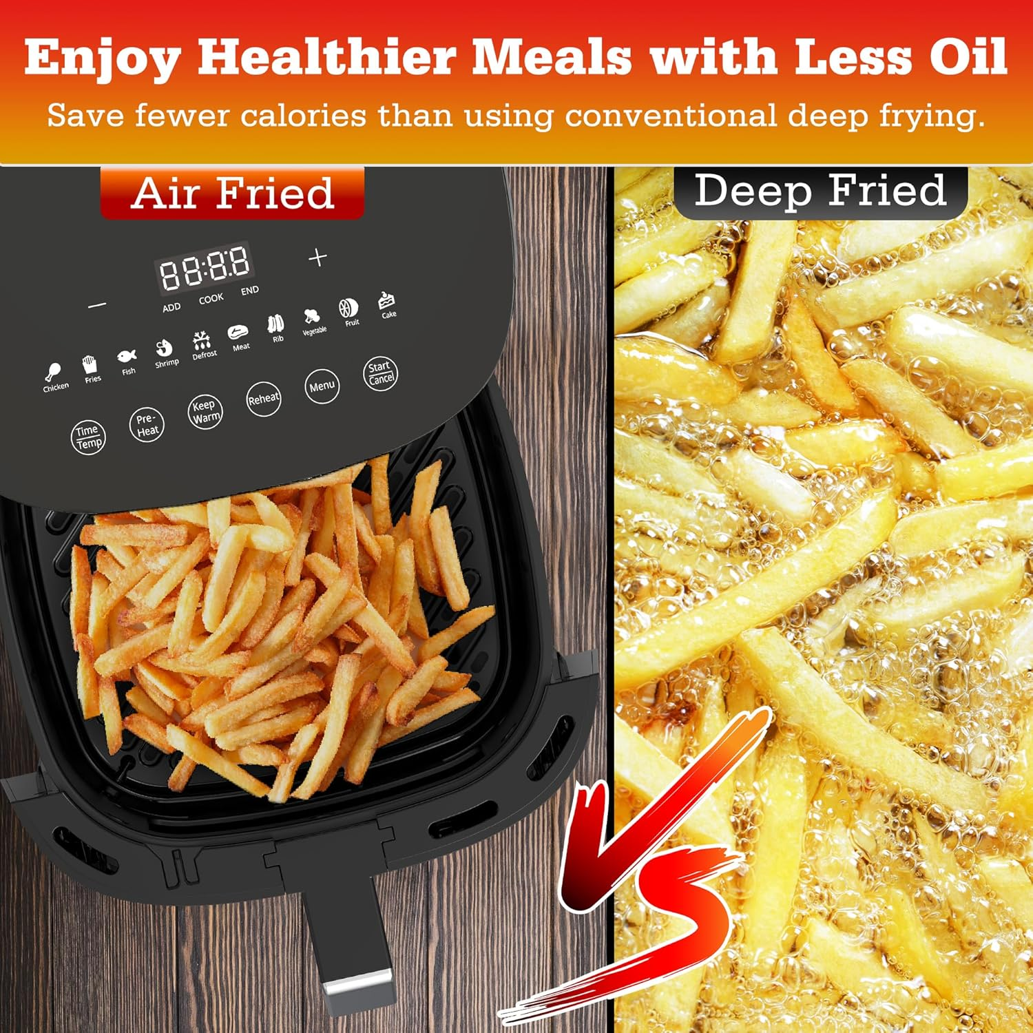 AUSPURE Air Fryer 7L Premium Digital, X Cyclone Technology with 10 Cooking Functions, Touch Screen Display, Bake, Timer, Preheat, Keep Warm, Auto Shutoff and See-Through Basket, Black image number 1