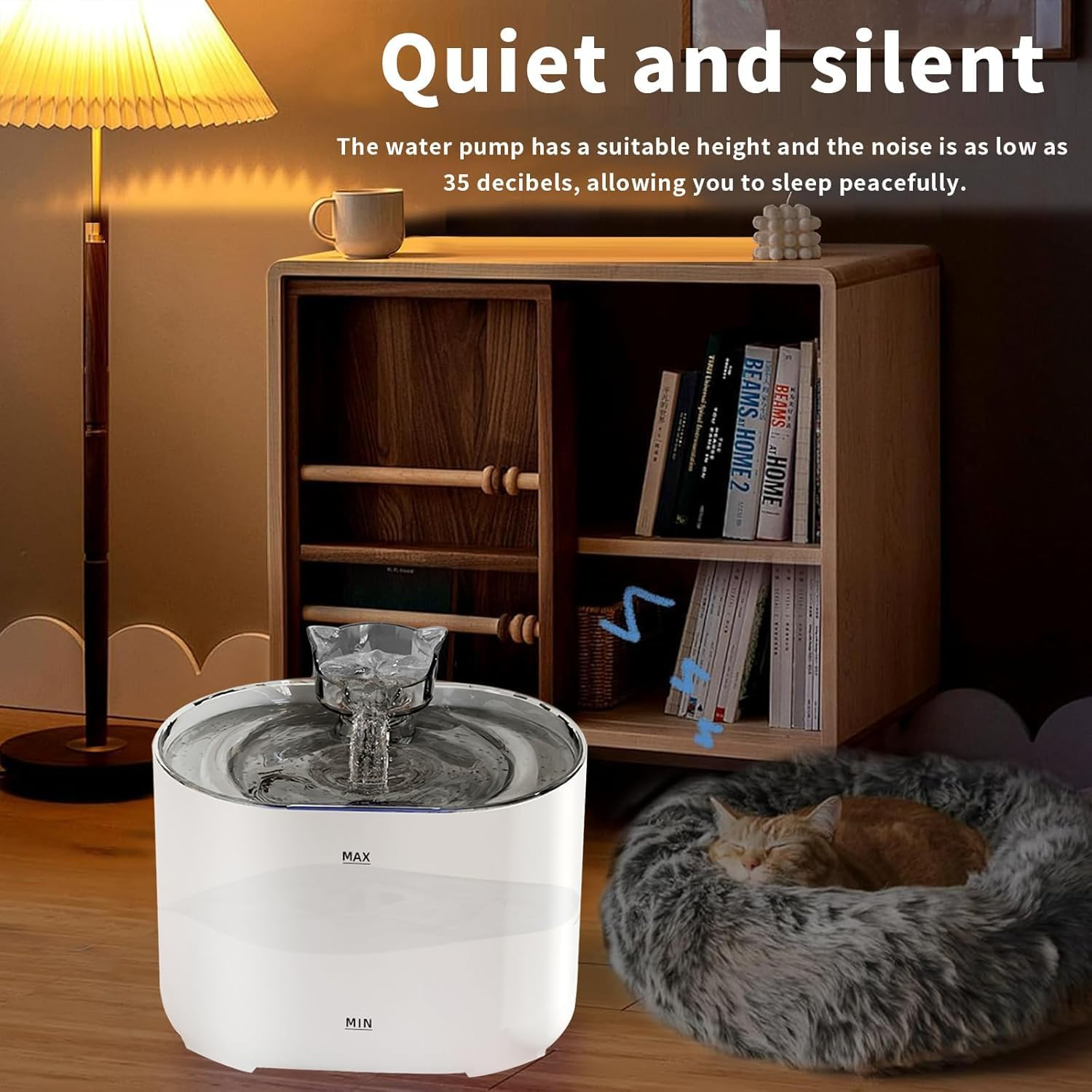 Cat Water Fountain, 2.2L Automatic Pet Water Dispenser with 4-Layer Filtration, Quiet for Cats, Dogs, Multiple Pets image number 1