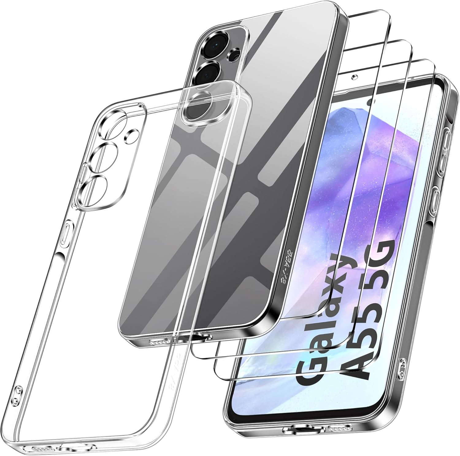 Didisky Case for Samsung Galaxy A14 4G/5G with 3 Pack Tempered Glass Protector,Soft Silicone Transparent TPU [Cover+Tempered Glass] 9H HD Hardness, Screen Protector image number 5