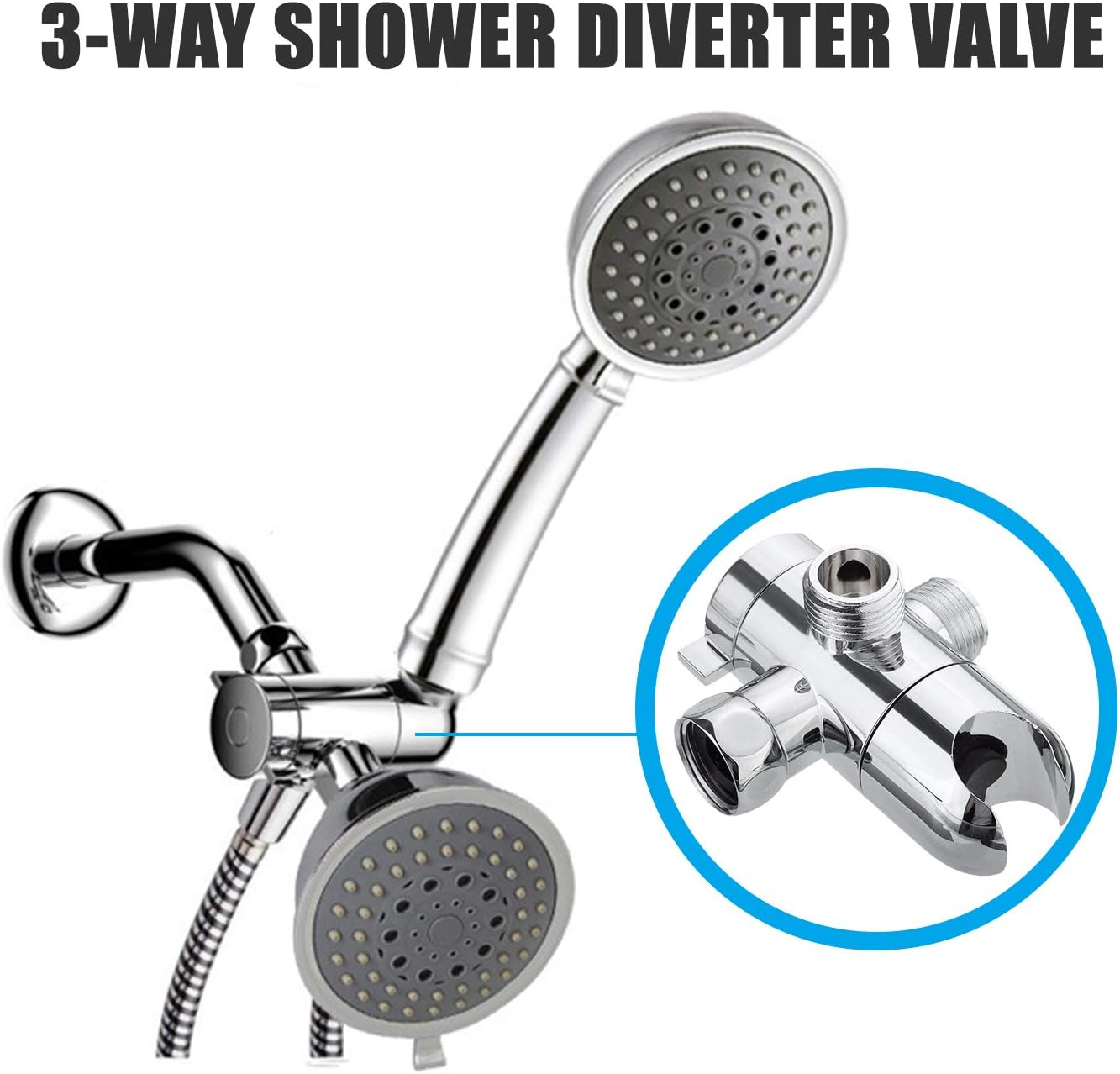 3-Way Shower Diverter Valve Mount G1/2 Handheld Shower Arm Diverter Splitter Polished Chrome Bathroom Shower System Replacement Part Attachment image number 4