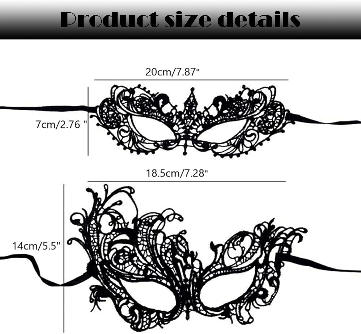 Lace Masquerade Masks,Venetian Women Mask Halloween Costume Mask for Mardi Gras Prom Ball Mask Adjustable Ribbons image number 1