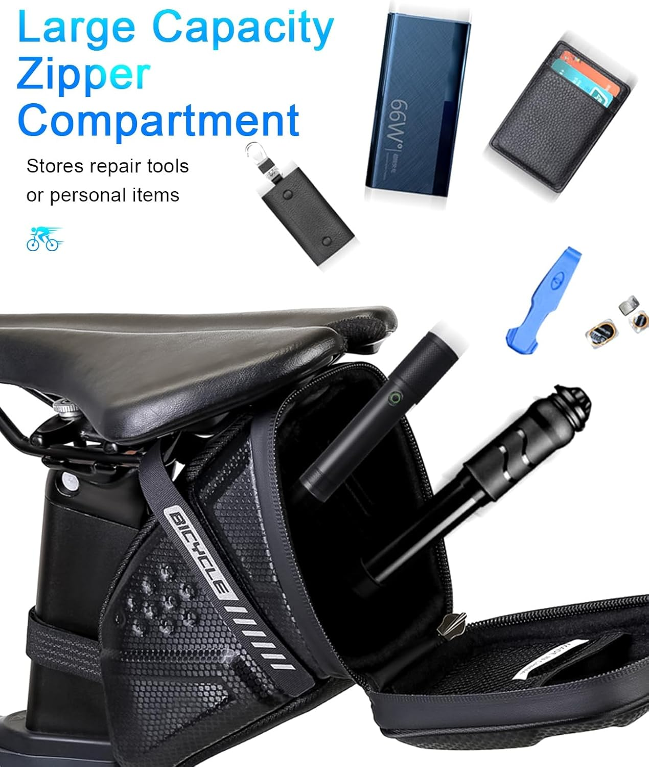 Bike Phone Mount Bag EVA Hard Shell Waterproof TPU Touchscreen Front Frame Bag with Sunshade Fits Phones Smaller than 6.8 Inches (Tail Pack) image number 3