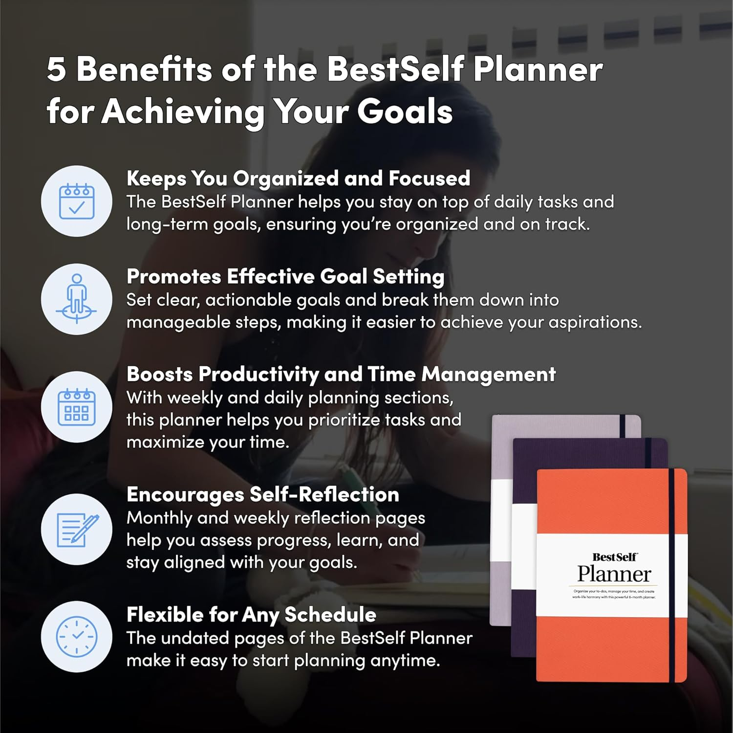 Bestself Daily Planner - 6-Month Undated Planner for Organization and Planning; Ideal Planner for Students, Schools, Colleges, Working Professionals