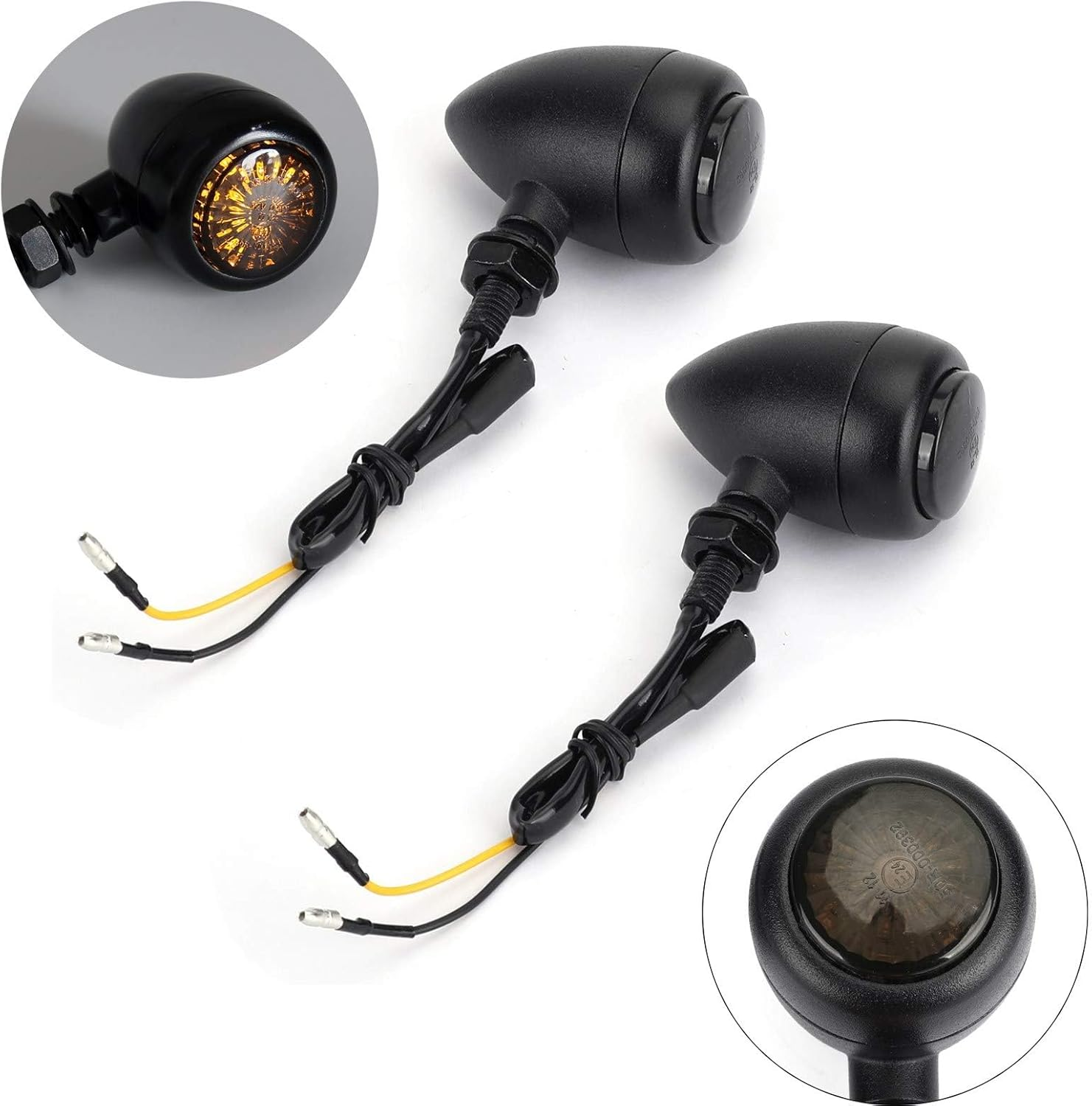 Areyourshop LED Motorcycle Bullet Turn Signals Indicators for Ha-Rley Chopper Cafe Racer Black image number 2
