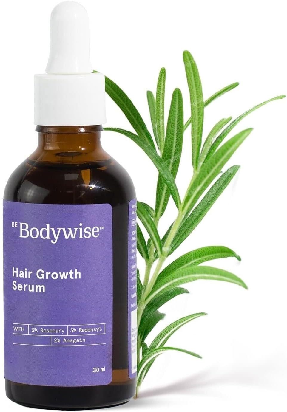 Be Bodywise 3% Rosemary Hair Serum | with 3% Redensyl, 2% Aminexil, & 2% Anagain | for Thicker & Stronger Hair | Prevents Hair Fall & Stimulates Hair Follicles | 30Ml image number 3